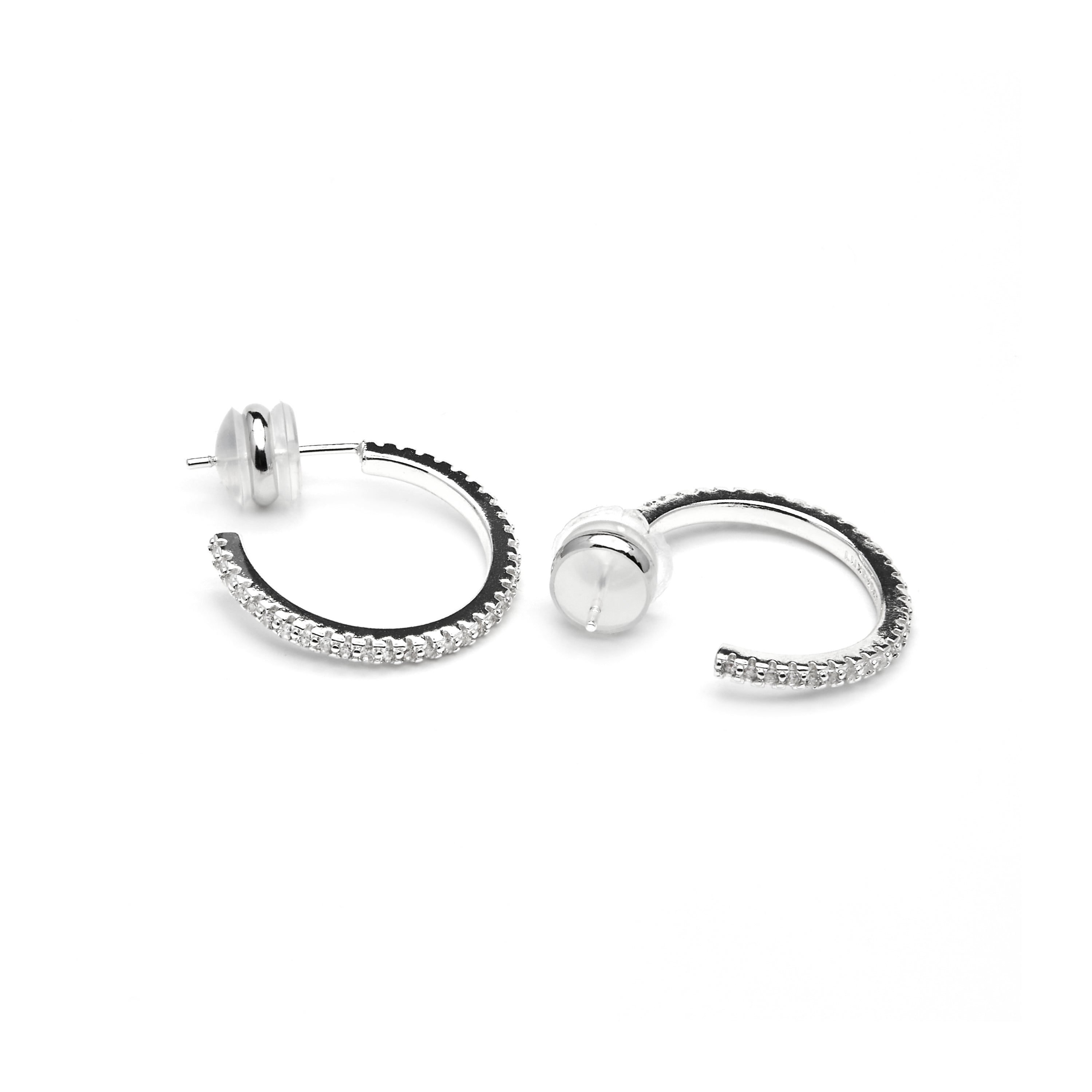 Boucles d'oreilles de 21mm de diamètre finition argent avec zircones - Koson