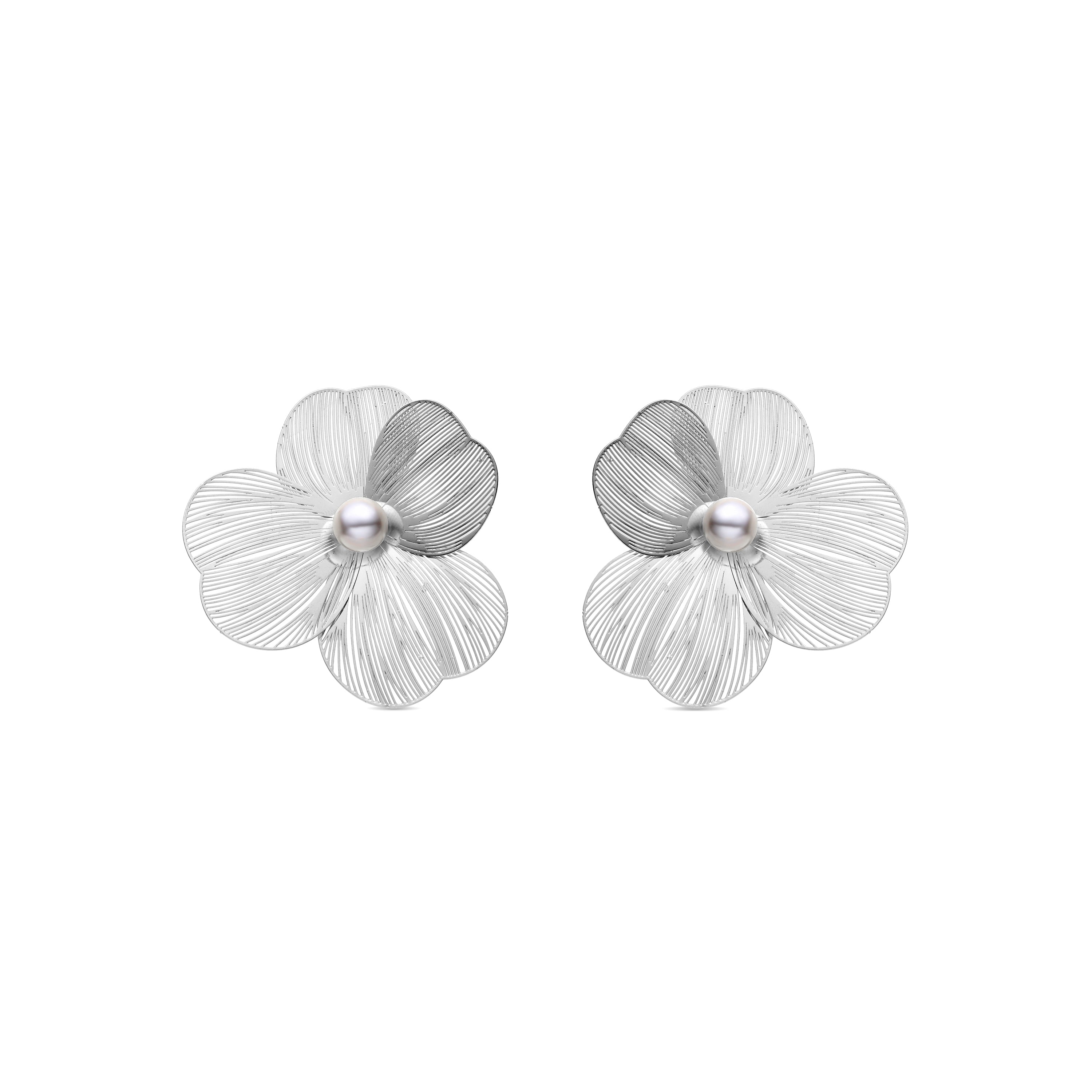Orecchini in Perla Bianca finiti in rodio - Leina
