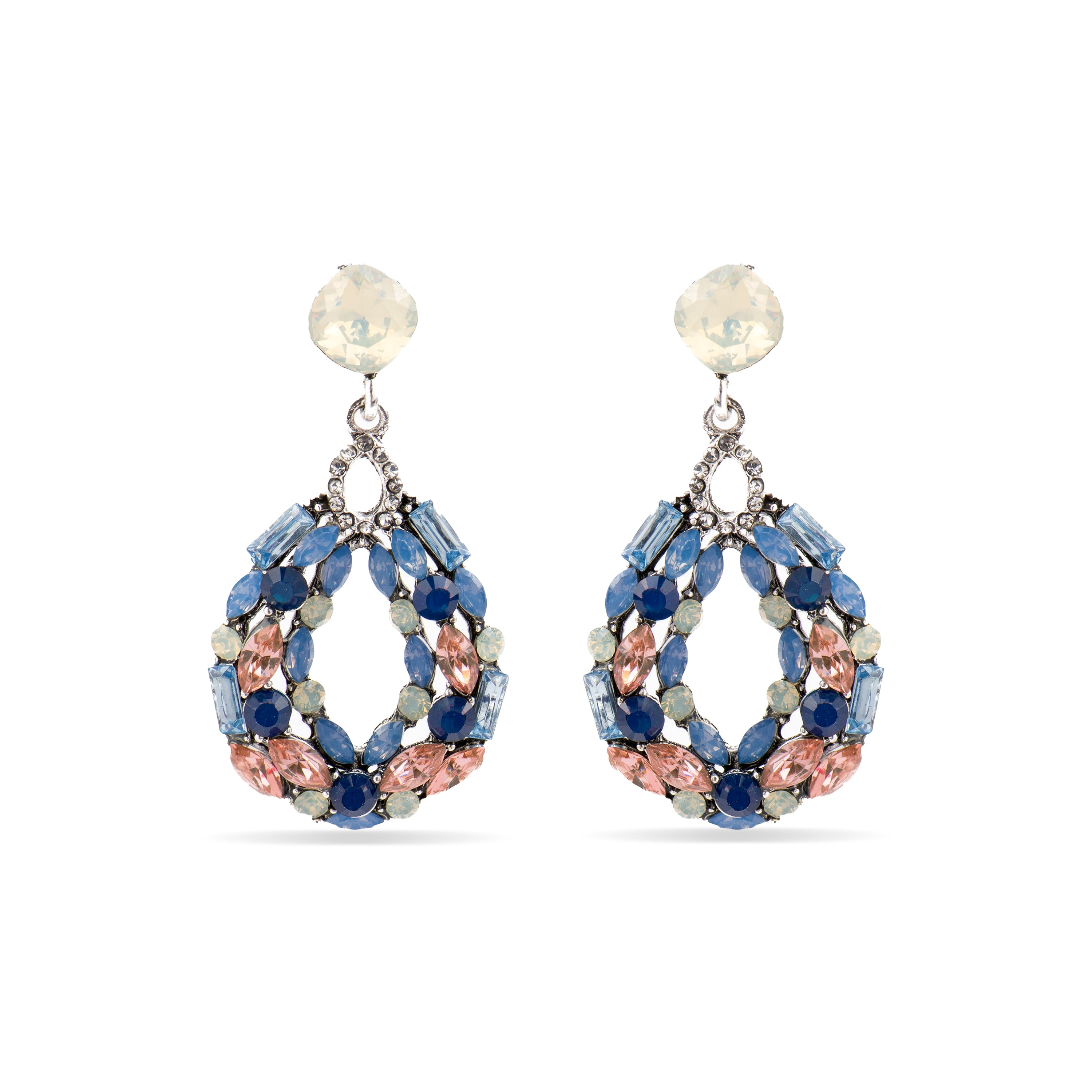 Earrings with Multicolor Crystal 18K Yellow Gold Finish - Liodas