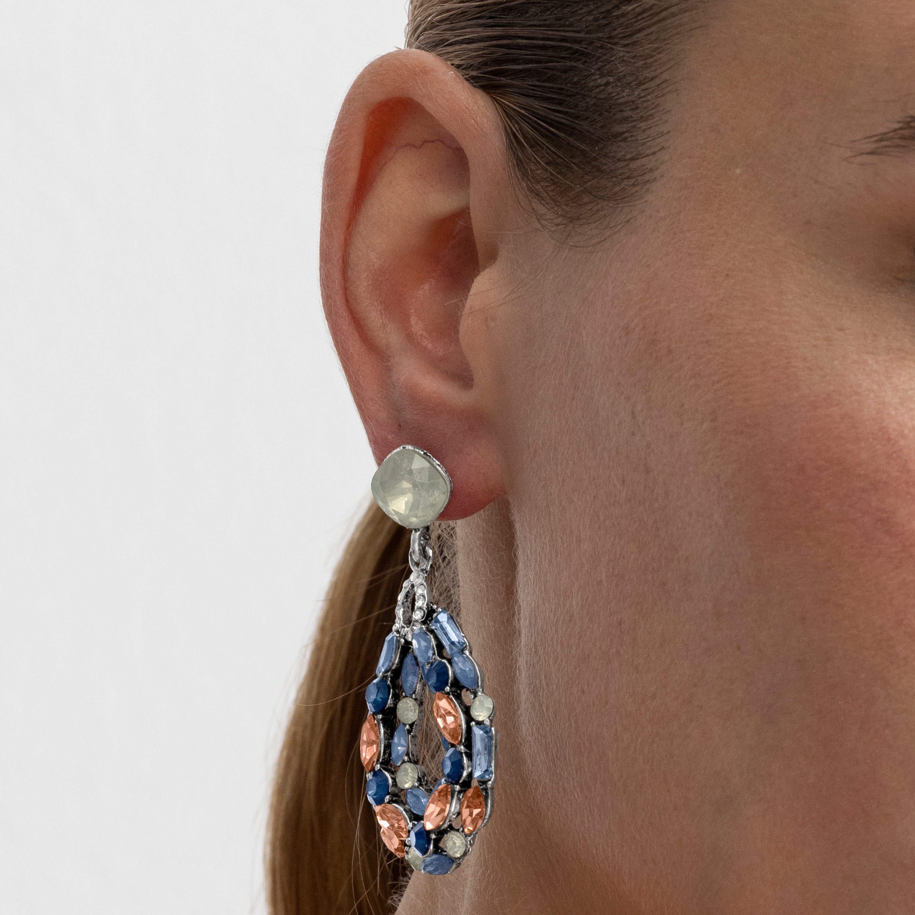 Earrings with Multicolor Crystal 18K Yellow Gold Finish - Liodas
