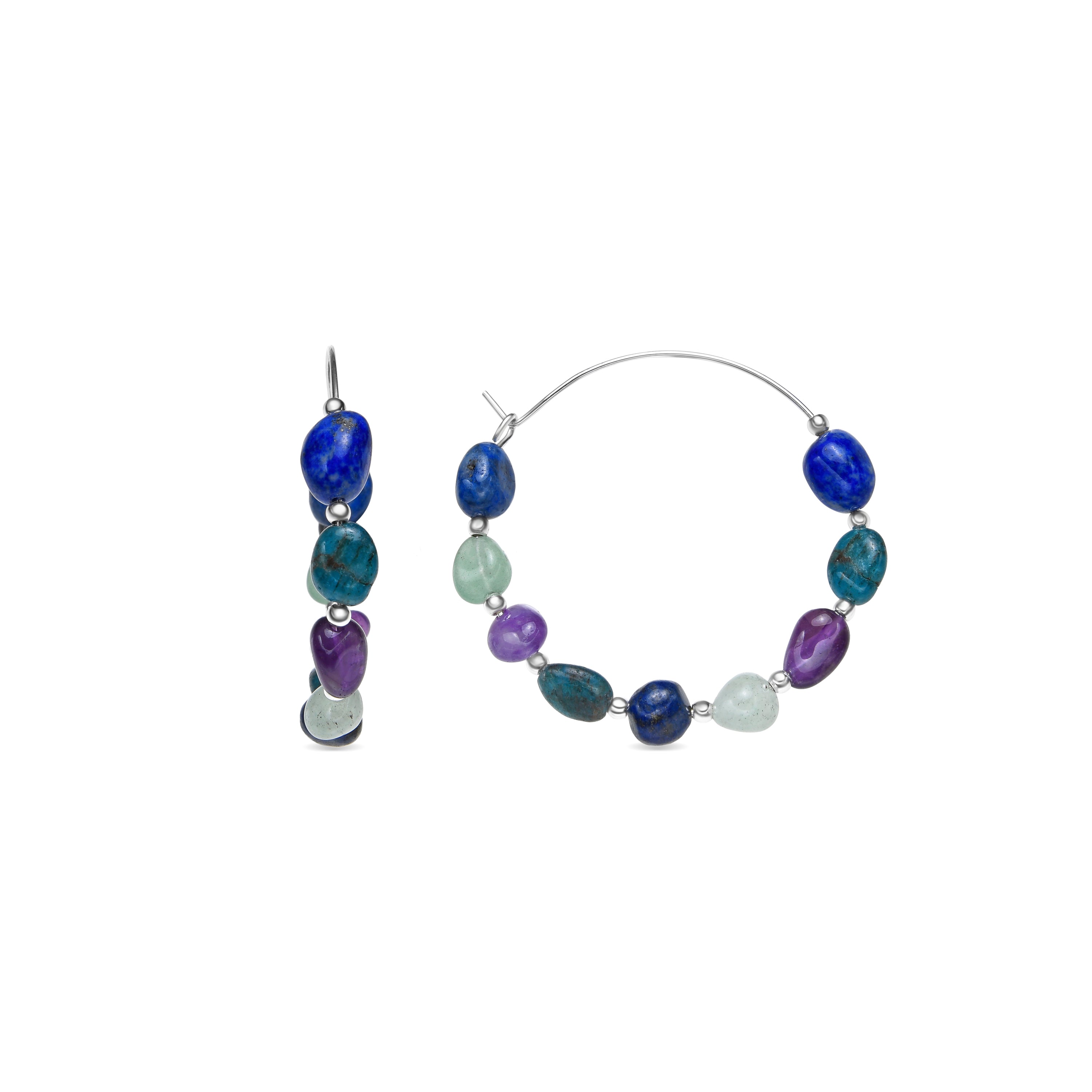 Silver finish earrings and Natural Amethyst - Umavi