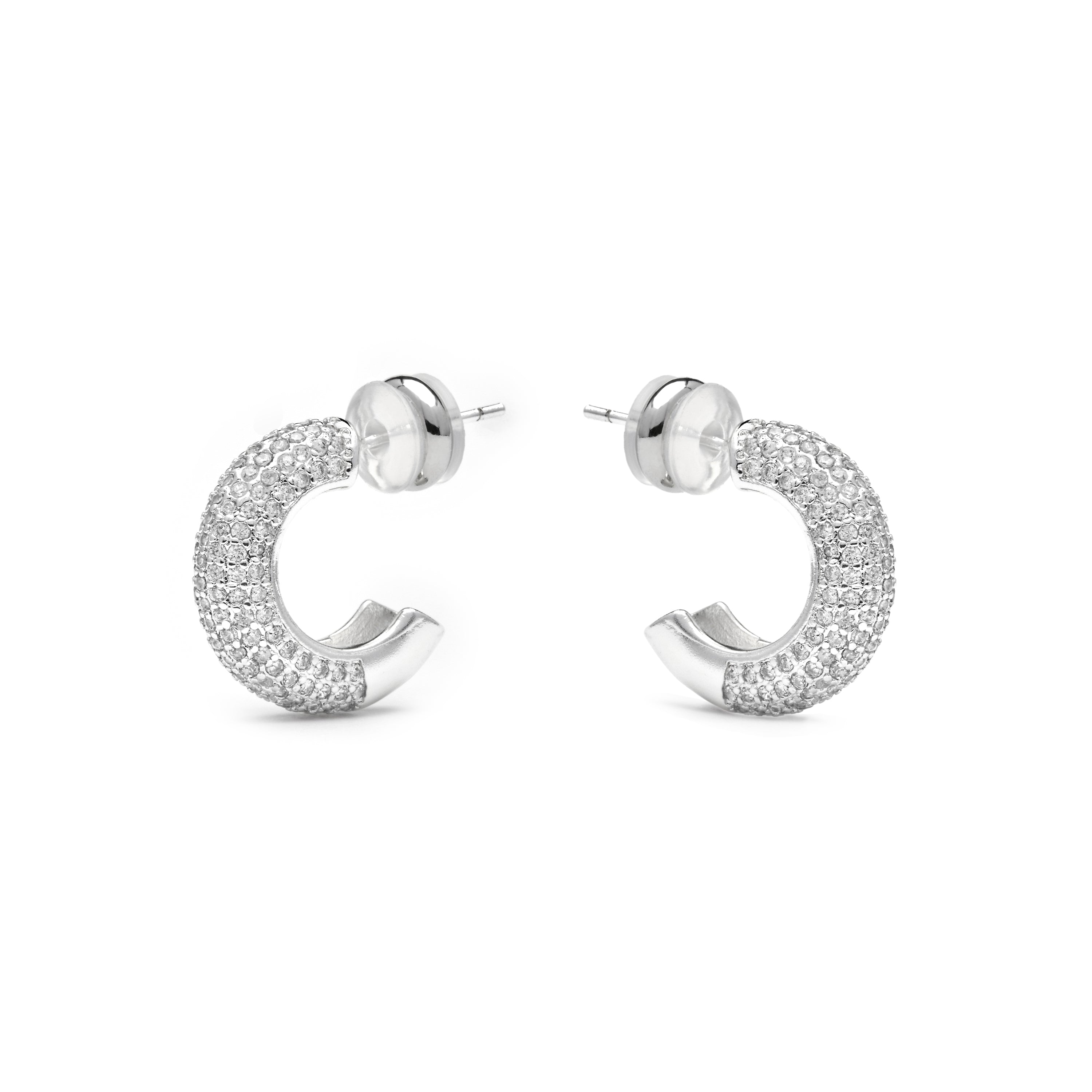Boucles d'oreilles de 17mm de diamètre finition argent et zircon - Niras