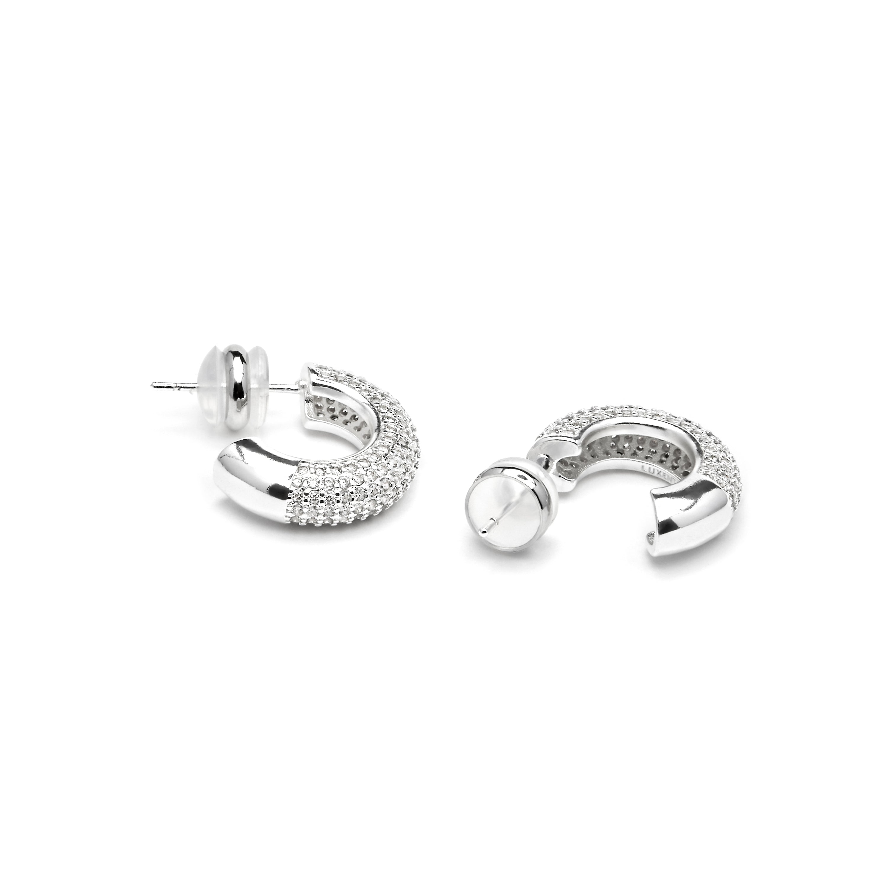 Boucles d'oreilles de 17mm de diamètre finition argent et zircon - Niras