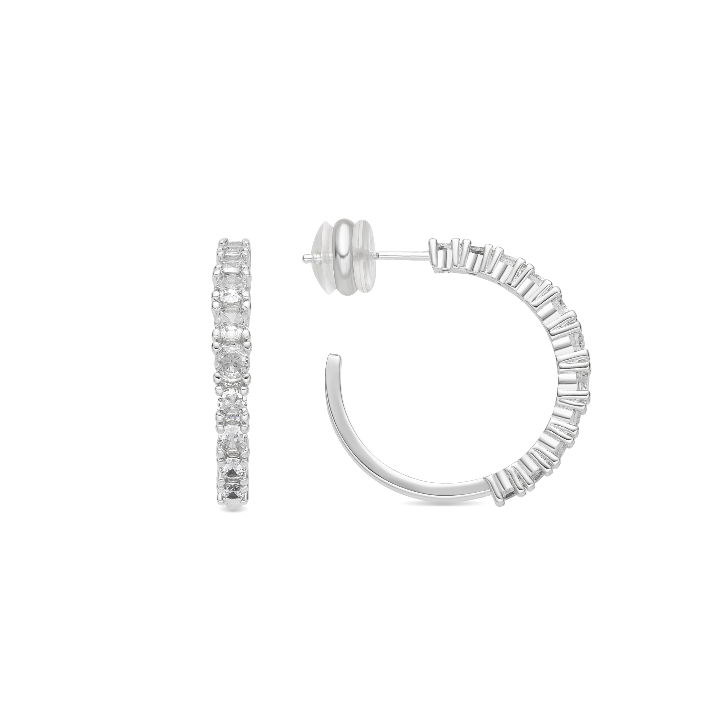 24mm diameter silver finish and zirconia earrings - Remil