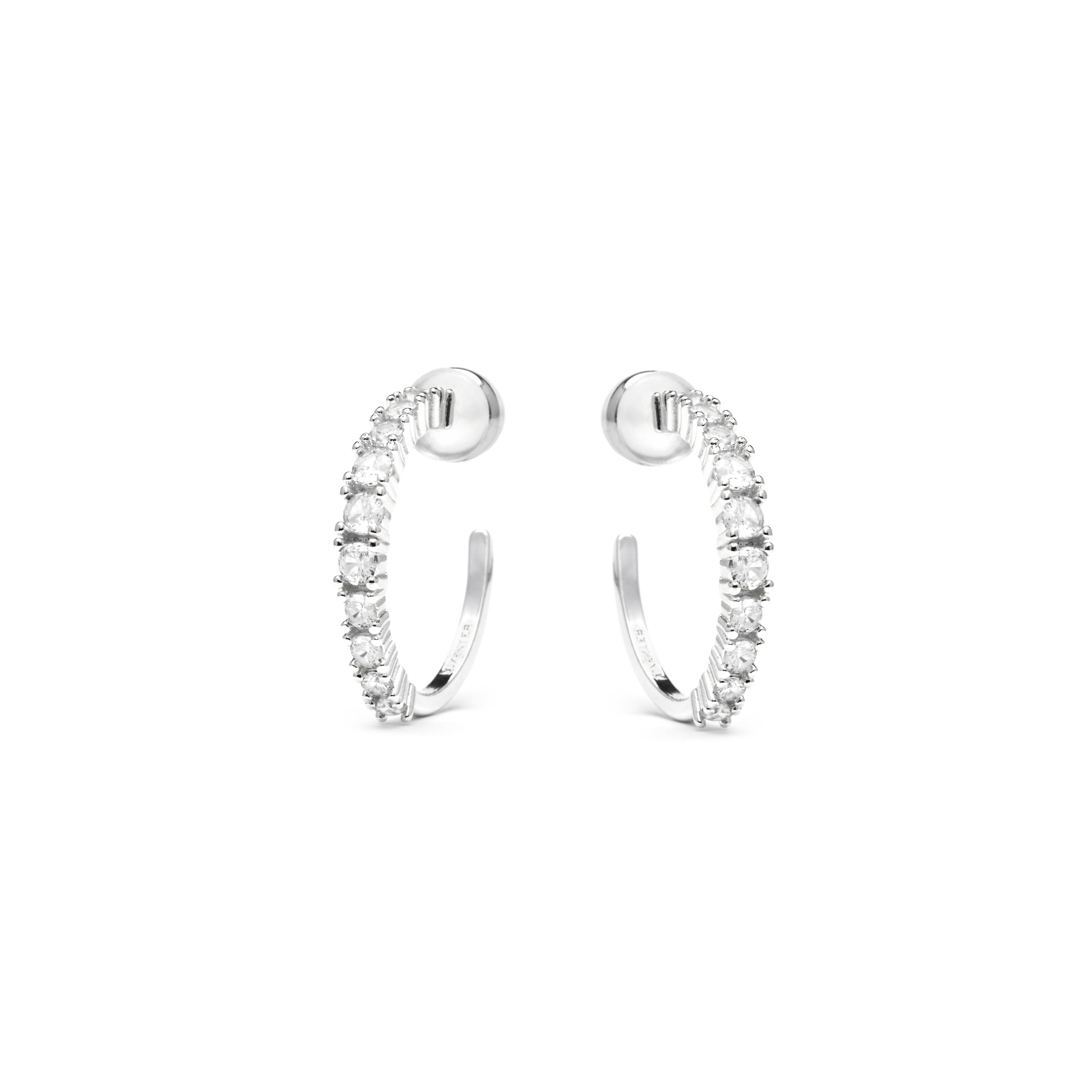 24mm diameter silver finish and zirconia earrings - Remil