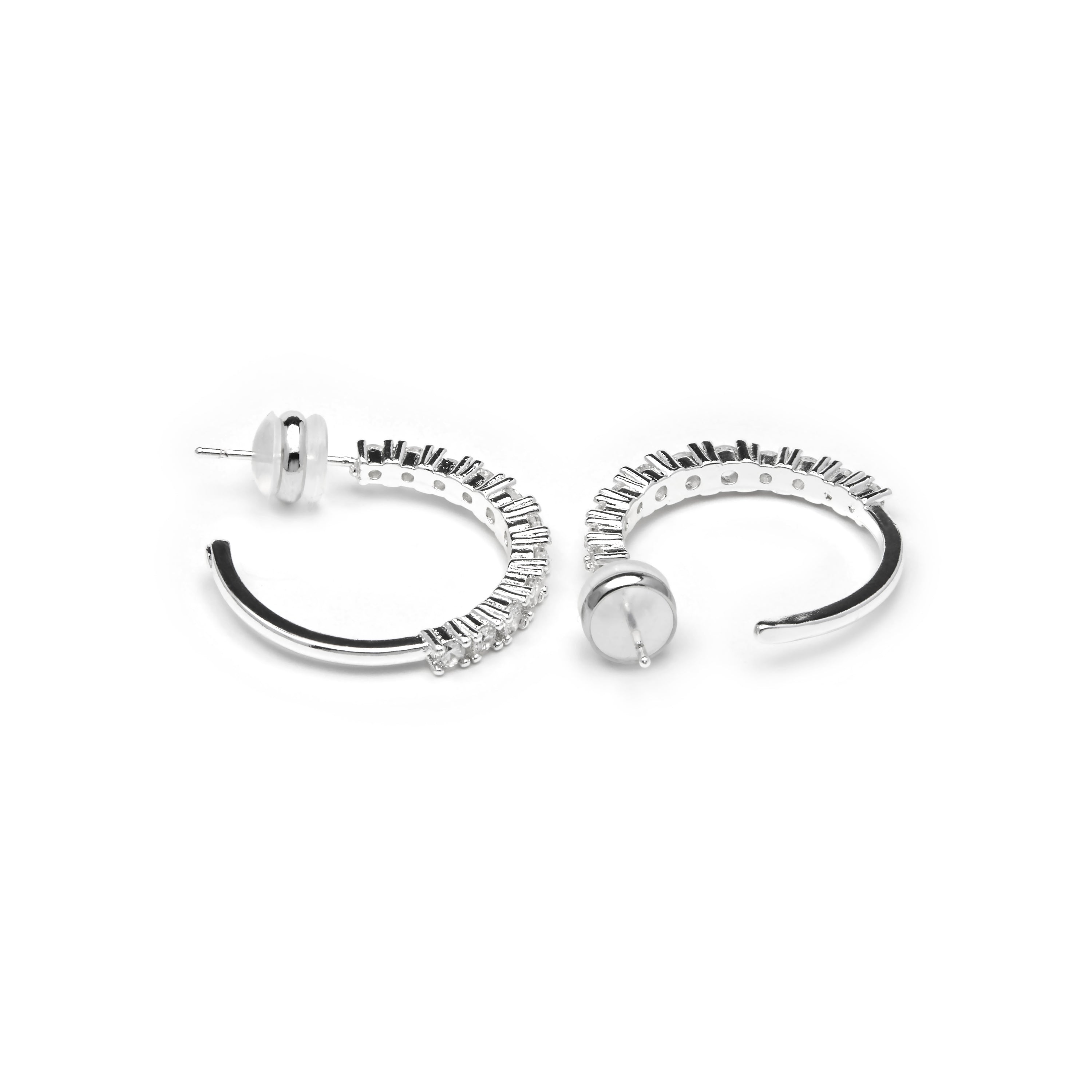 24mm diameter silver finish and zirconia earrings - Remil