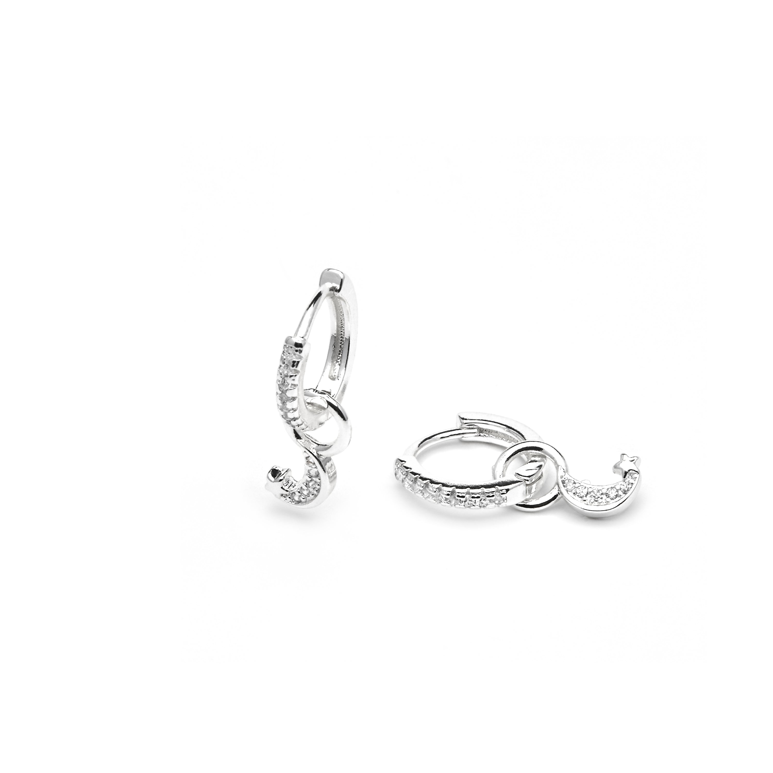 Pendientes acabado plata y Circonita Brillante - Lingma