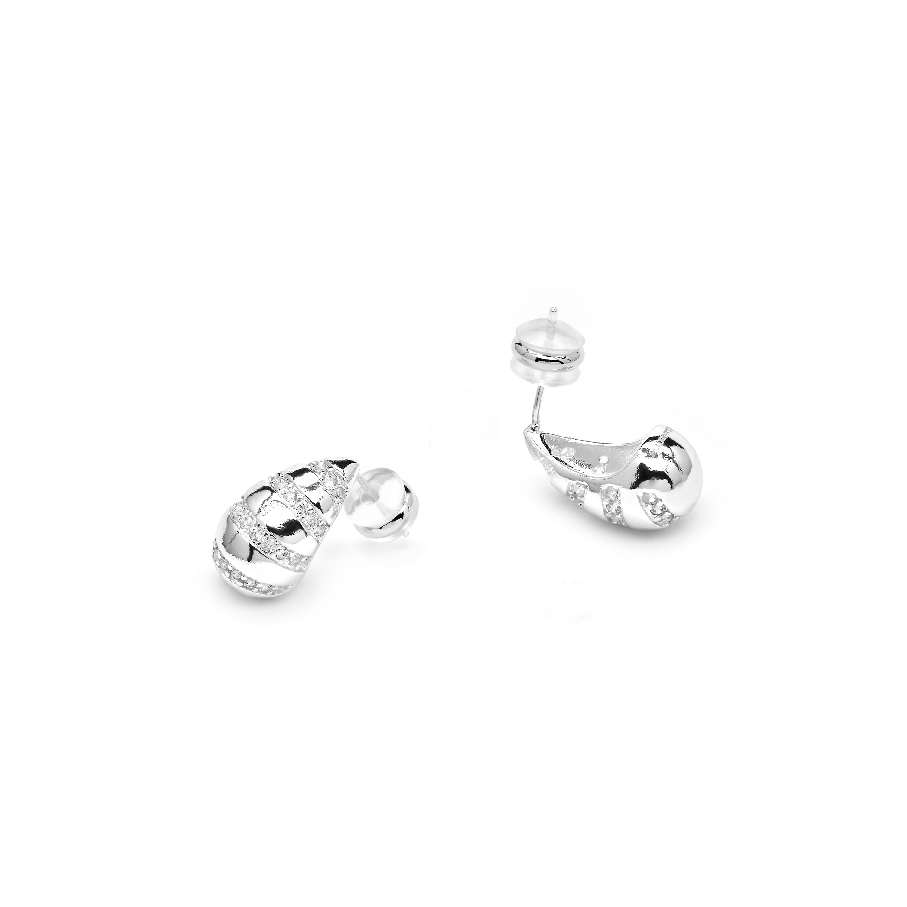 Pendientes acabado plata y Circonita Brillante - Imaspa