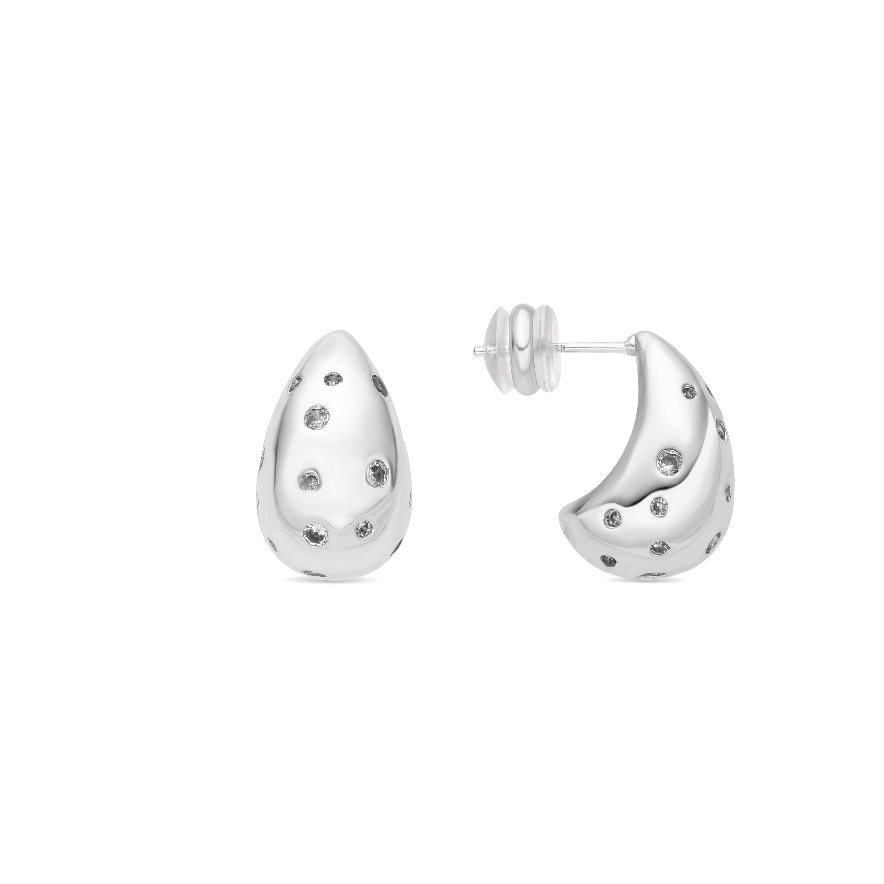 Boucles d'oreilles finition argent et Zircon brillant - Obow