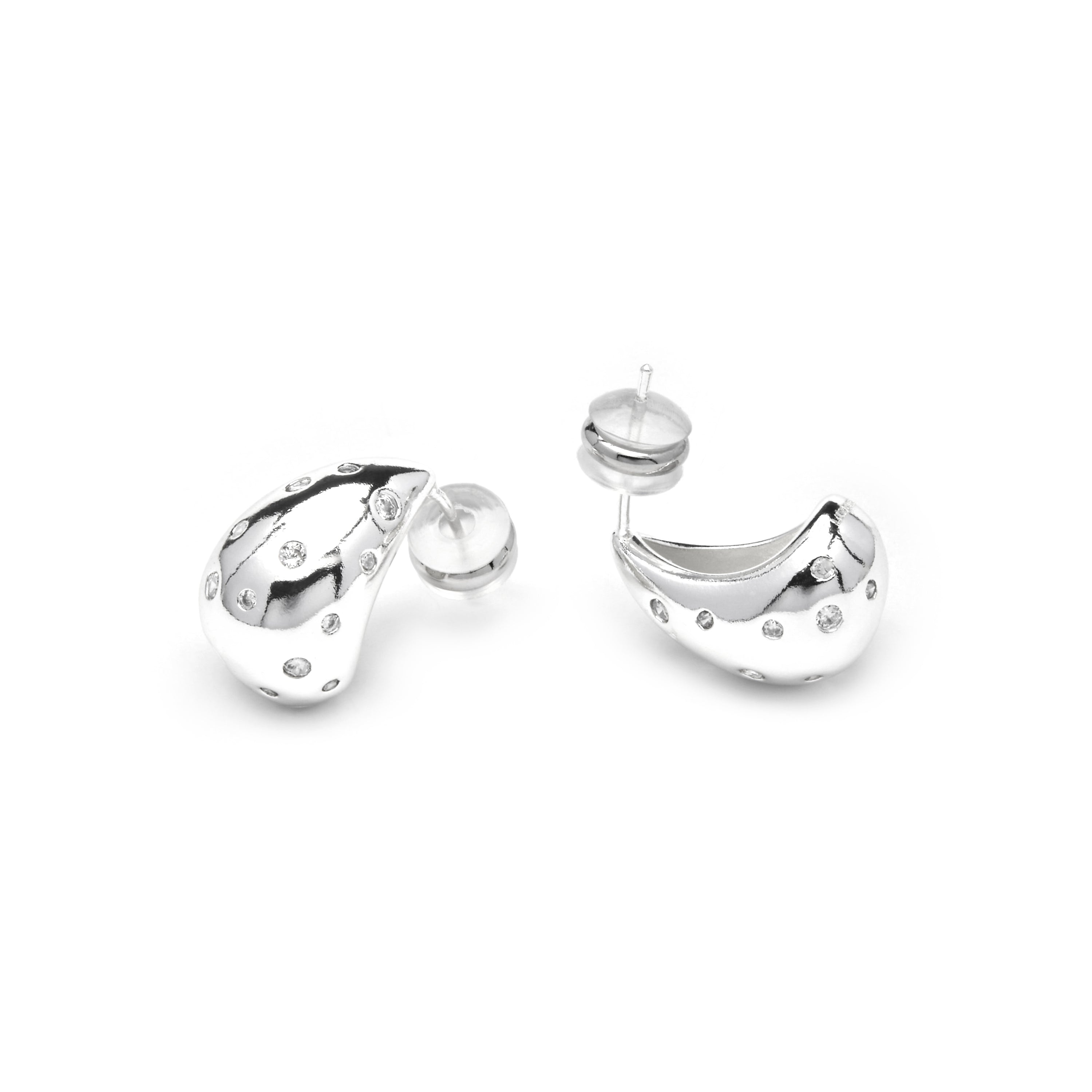 Orecchini finitura argento e Zirconia Brillante - Obow