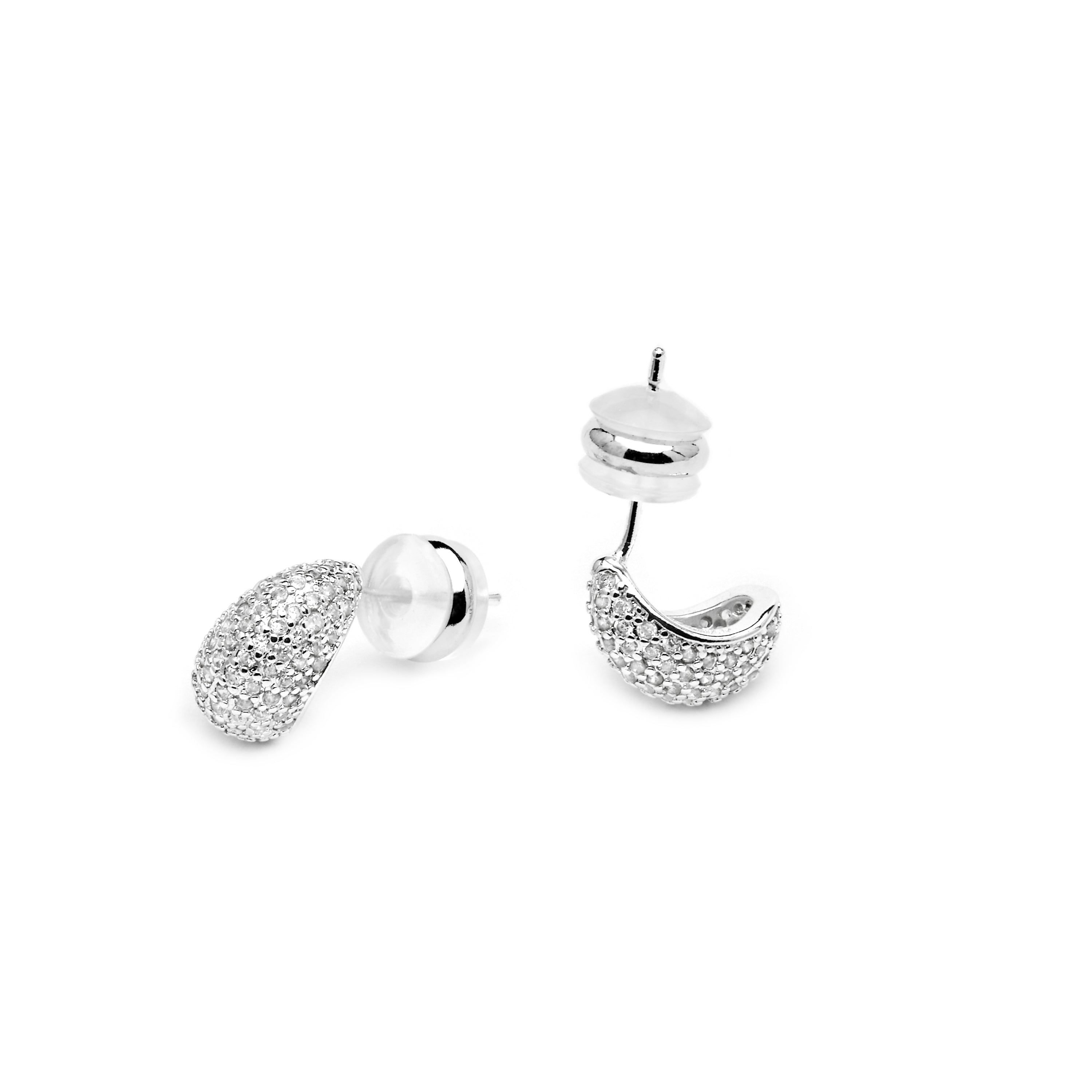 Pendientes acabado plata y Circonita Brillante - Kincon