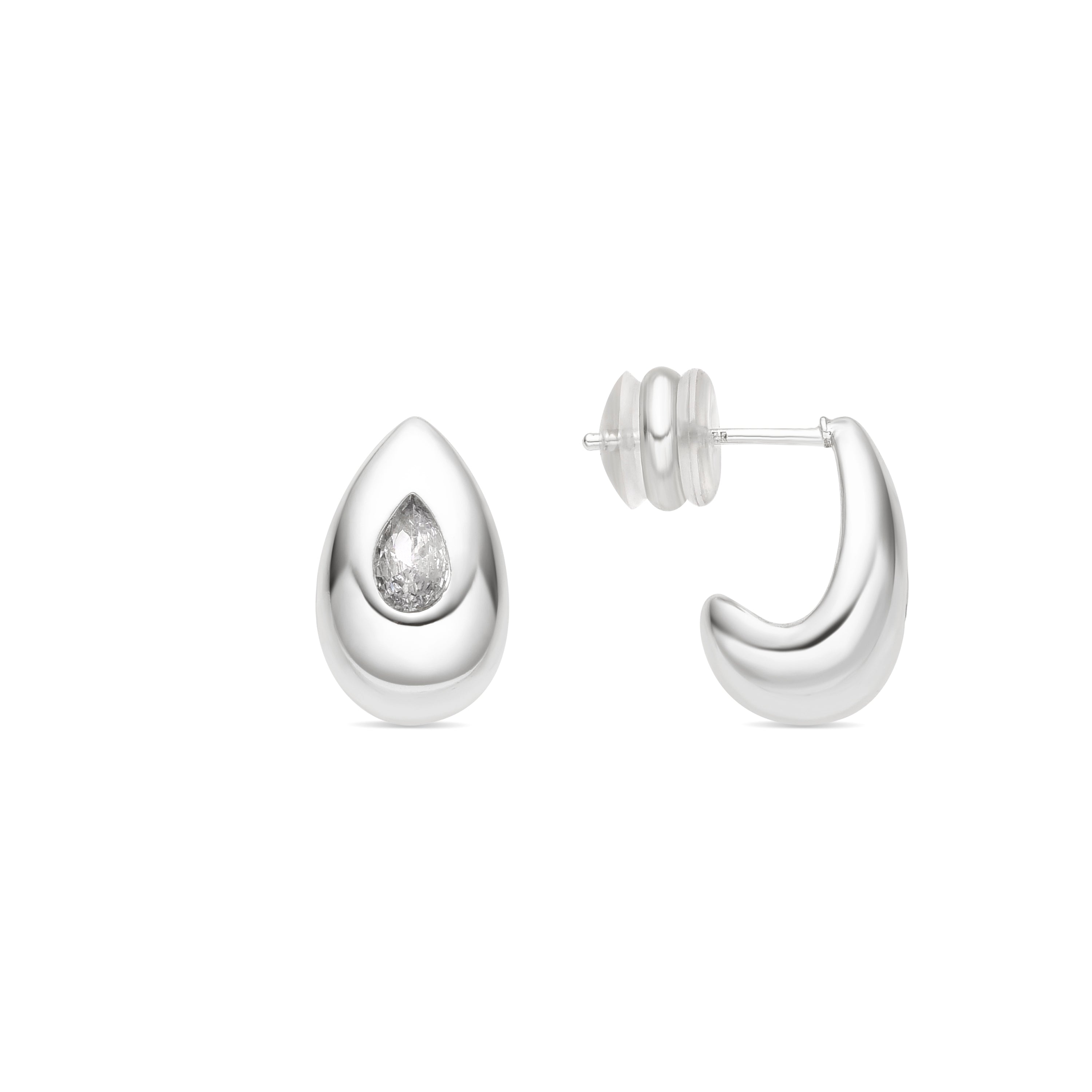 Boucles d'oreilles finition argent et Zircon brillant - Garai