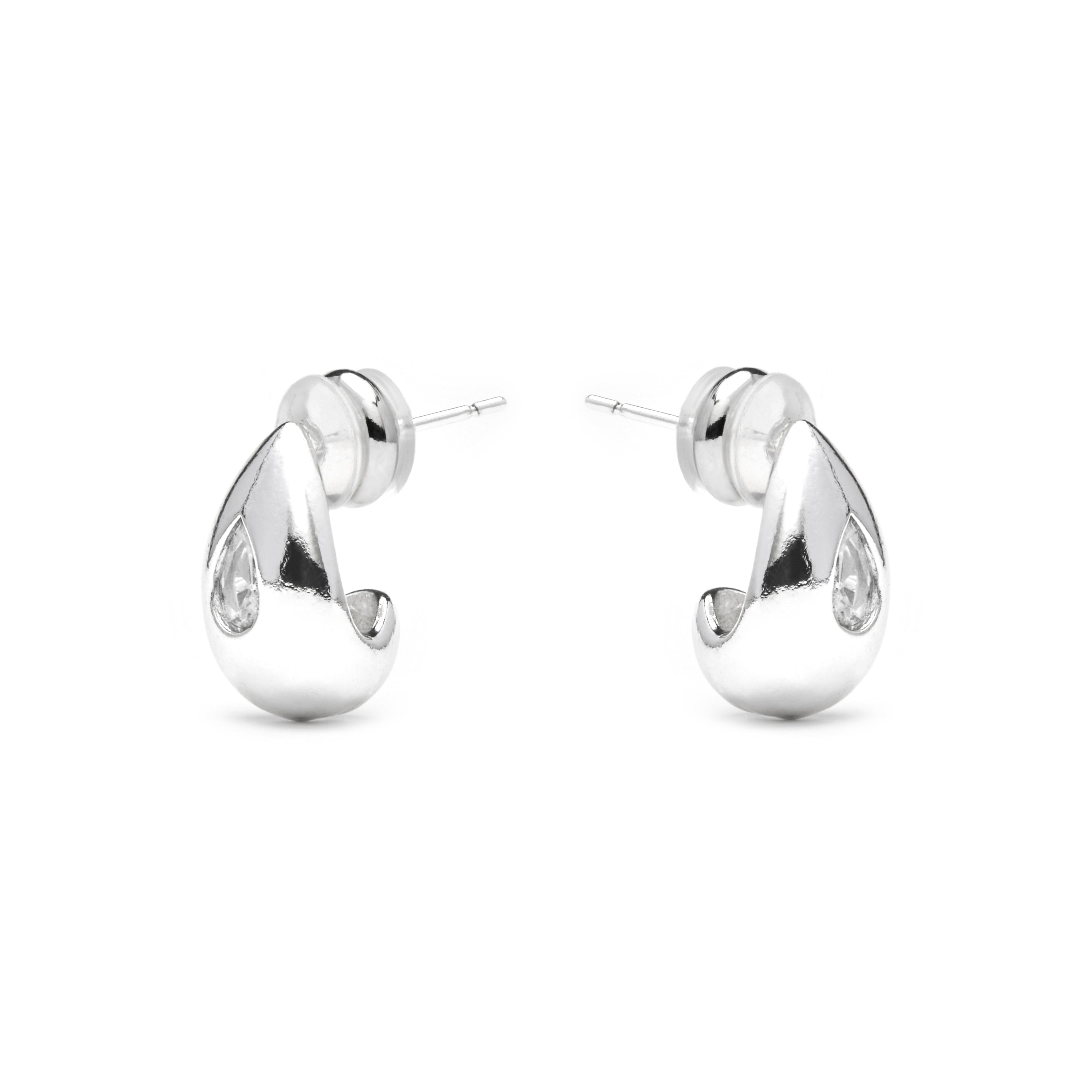 Boucles d'oreilles finition argent et Zircon brillant - Garai
