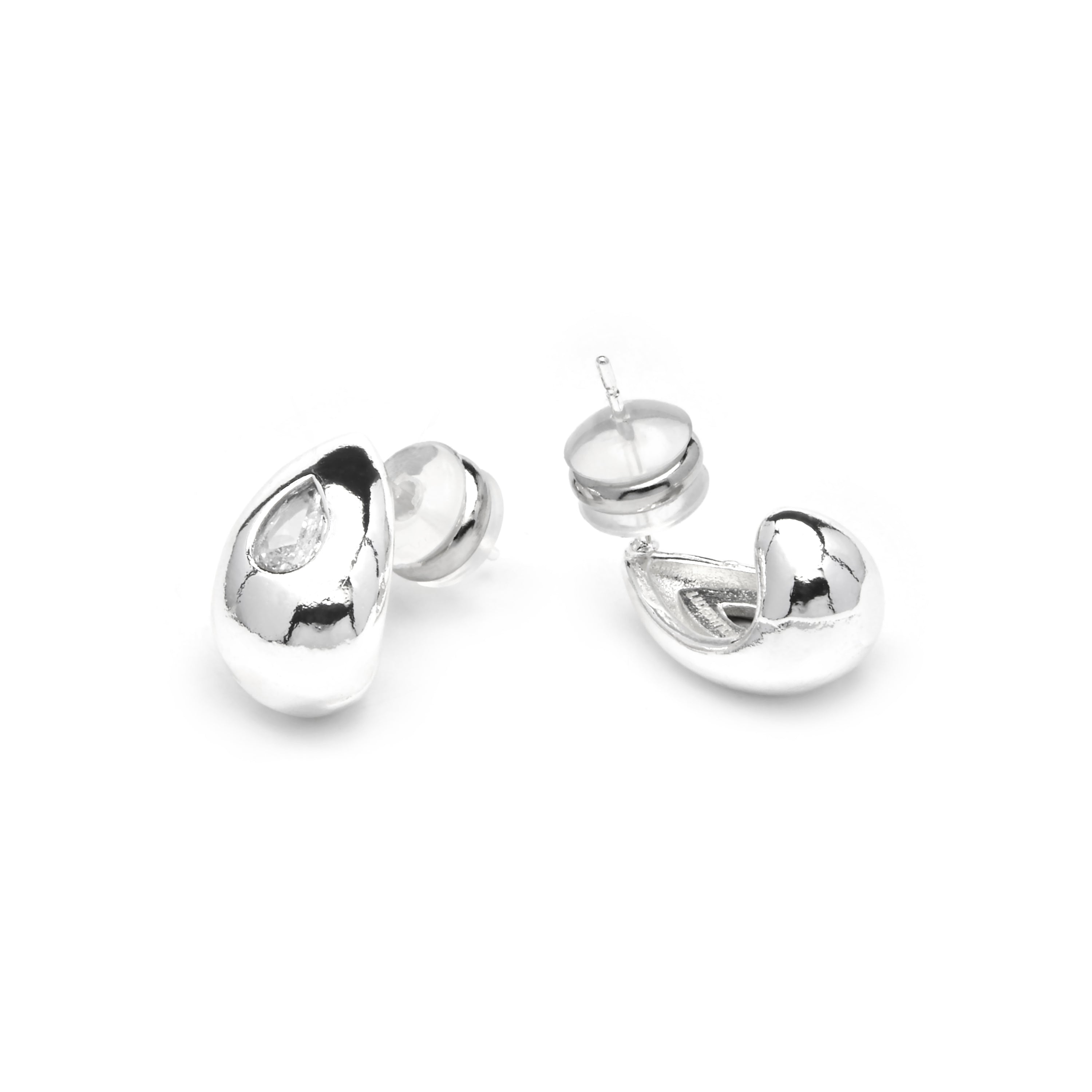 Boucles d'oreilles finition argent et Zircon brillant - Garai