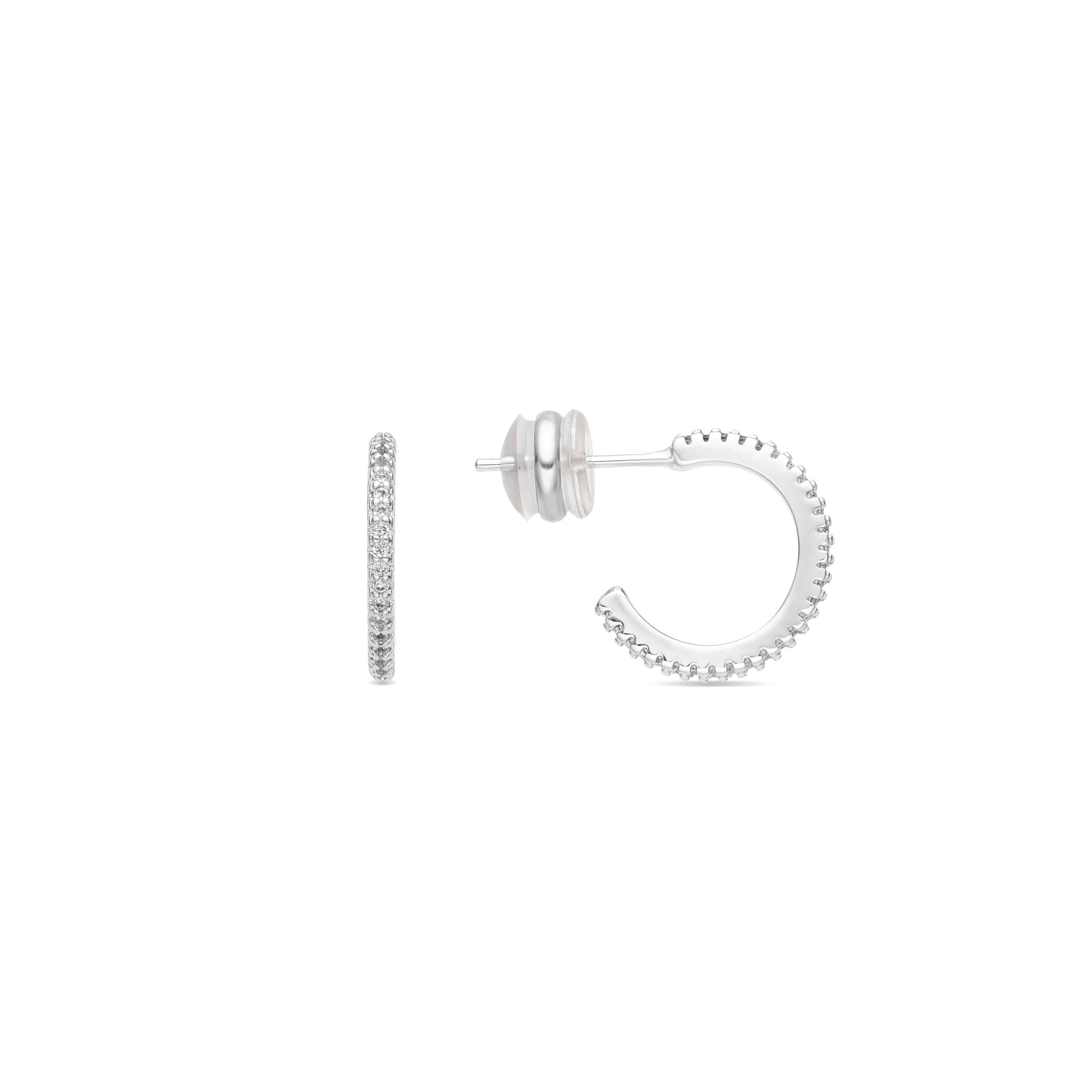 Orecchini di 15mm di diametro finitura argento e zircone - Azar