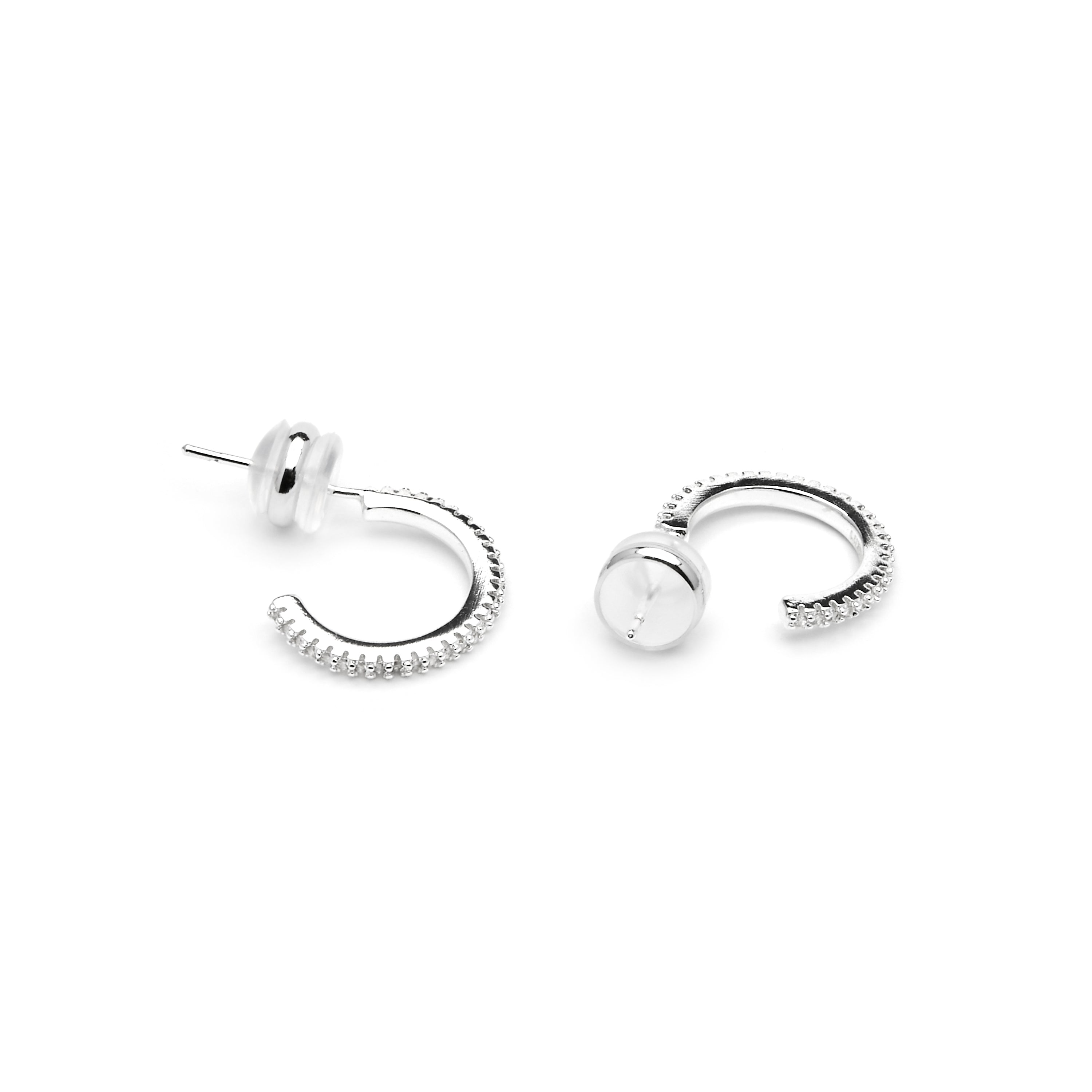 Pendientes de 15mm de diámetro acabado plata y circonita - Azar