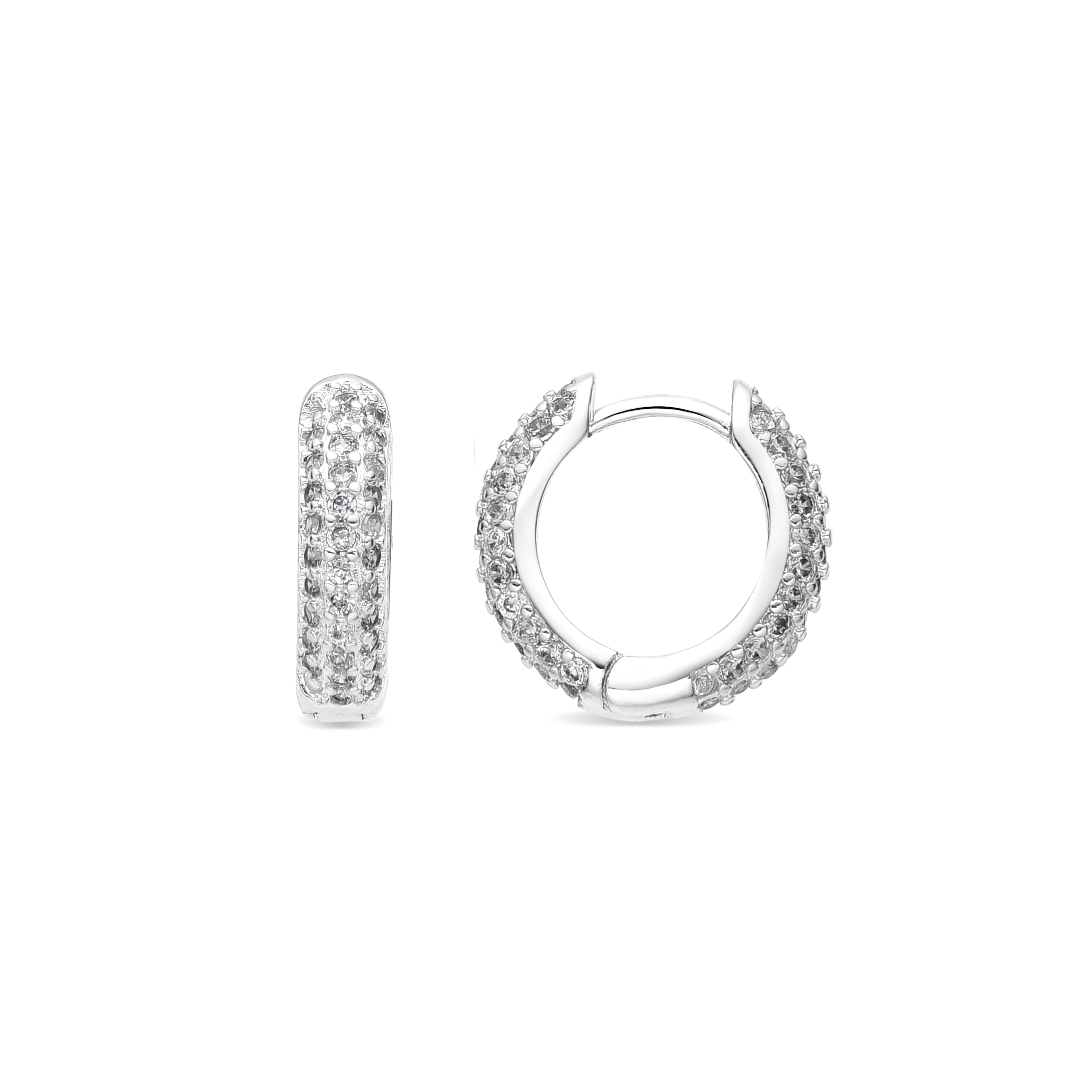 Boucles d'oreilles de 9mm de diamètre finition argent et zircon - Lesrat