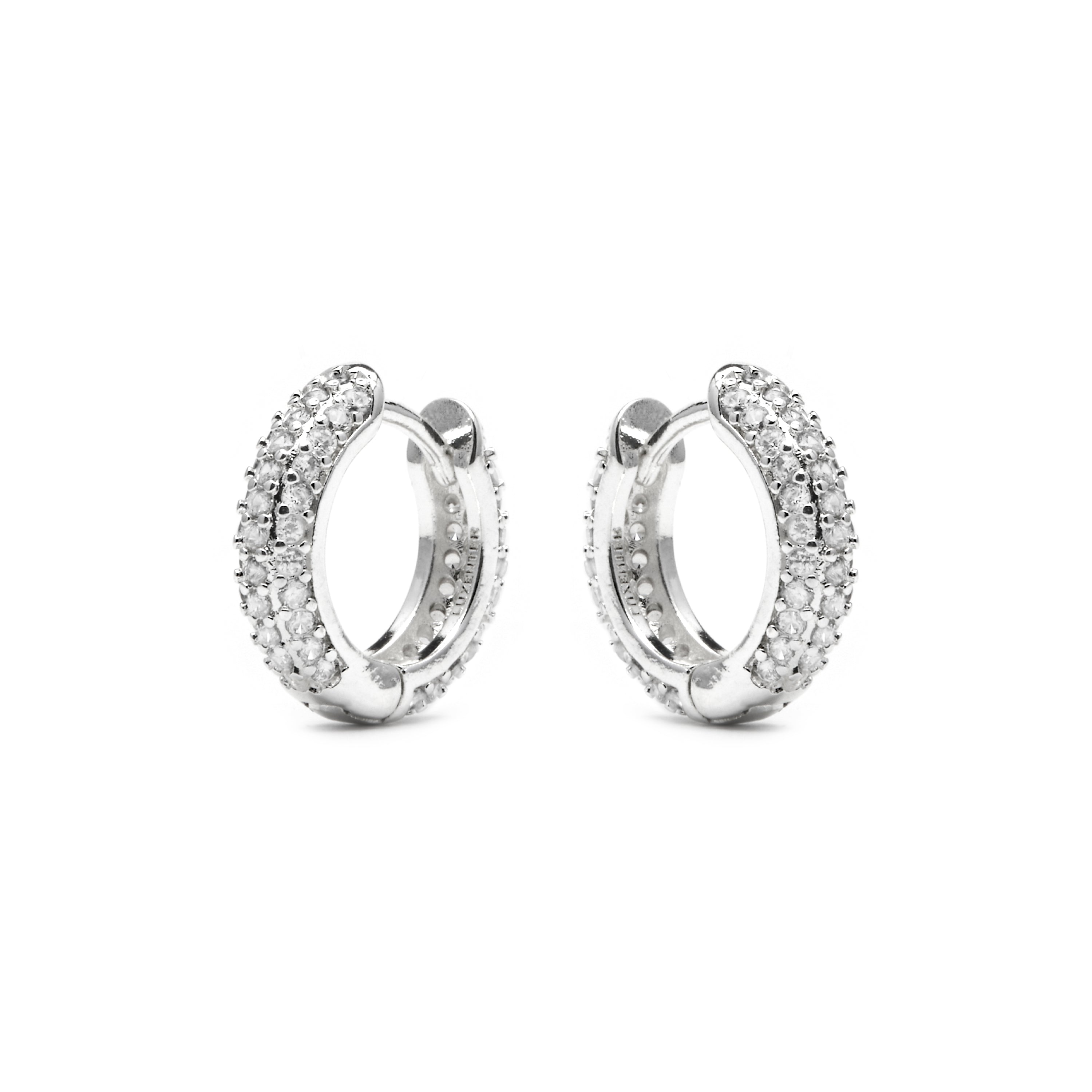 Pendientes de 9mm de diámetro acabado plata y circonita - Lesrat