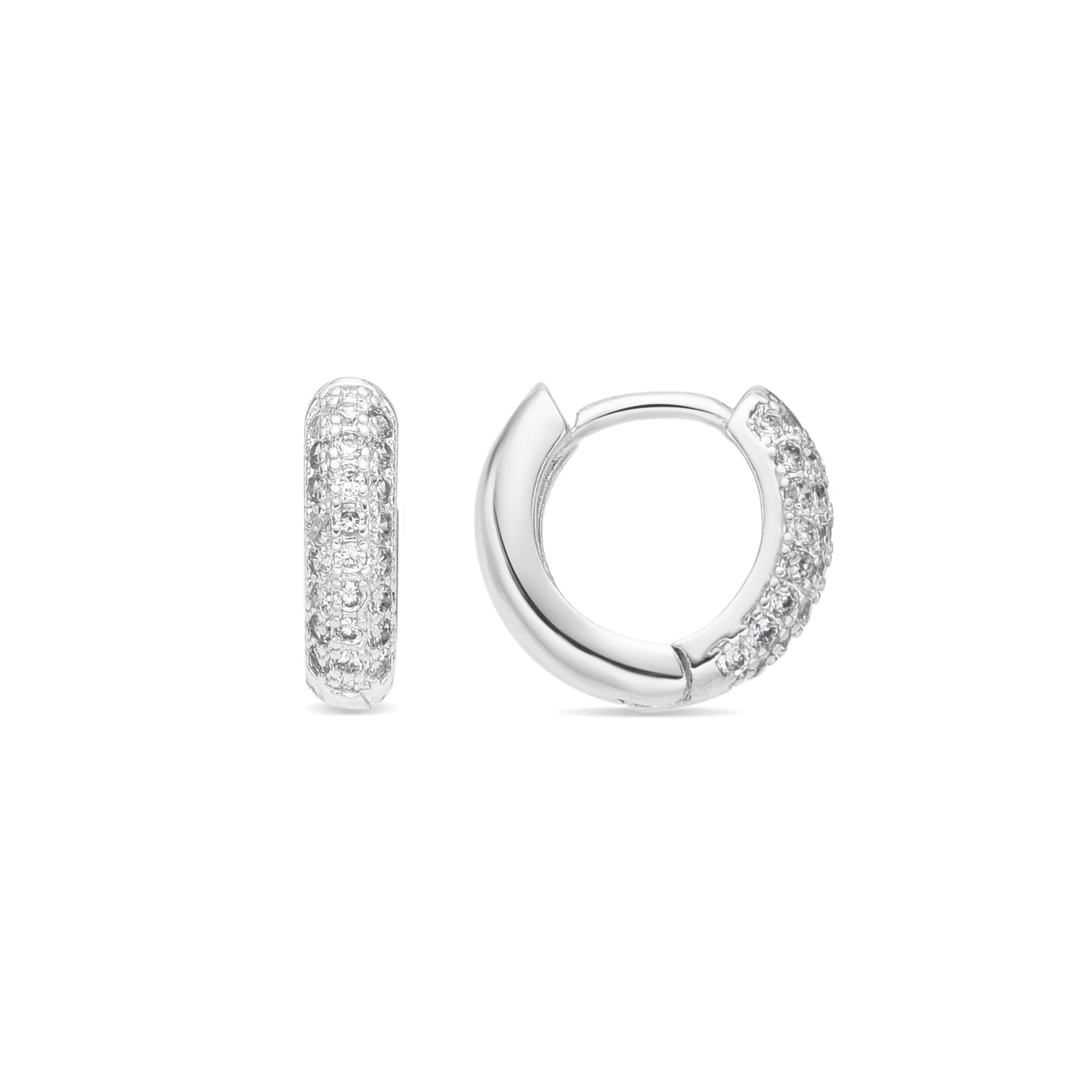 Orecchini di 12mm di diametro finitura argento e zircone - Krax