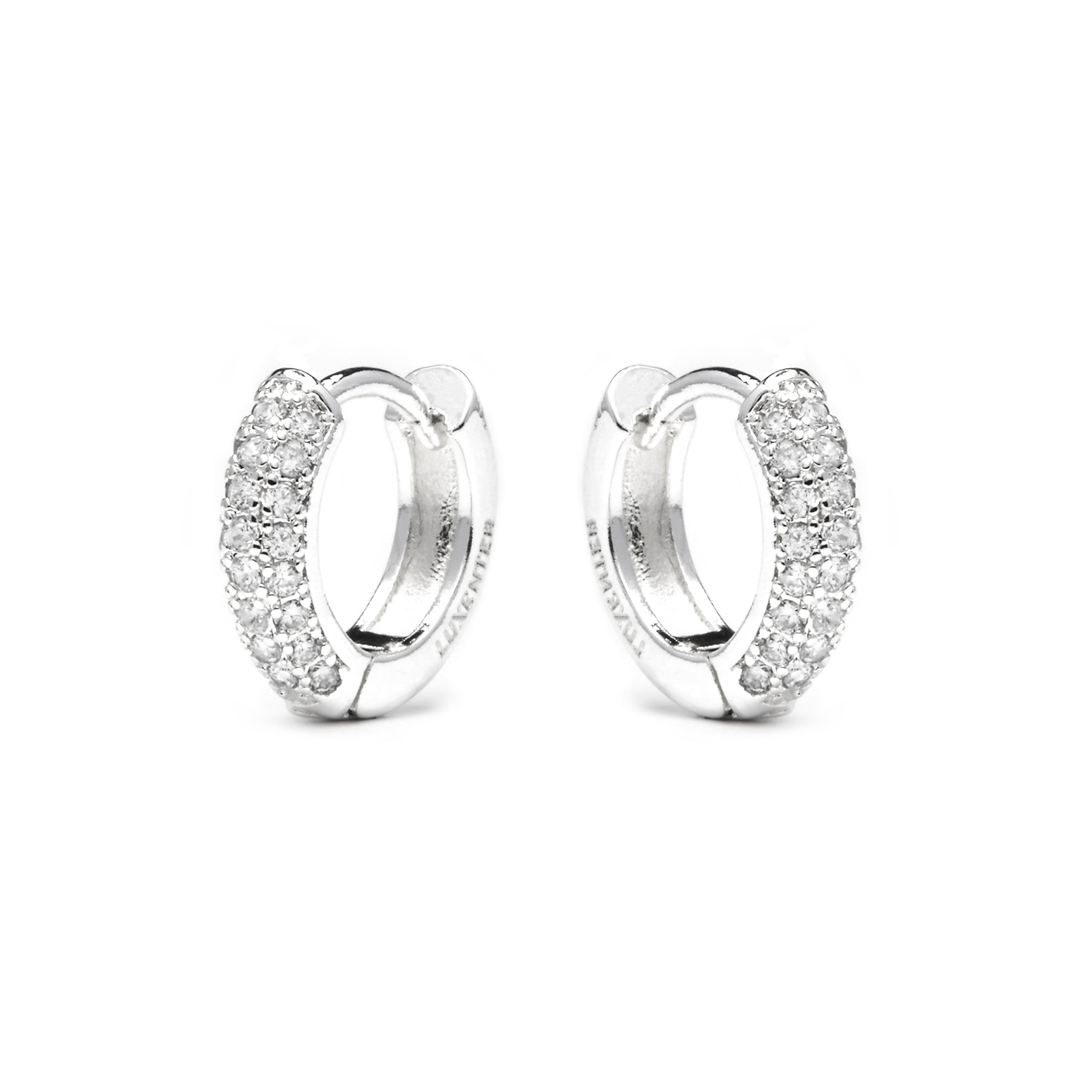 Orecchini di 12mm di diametro finitura argento e zircone - Krax