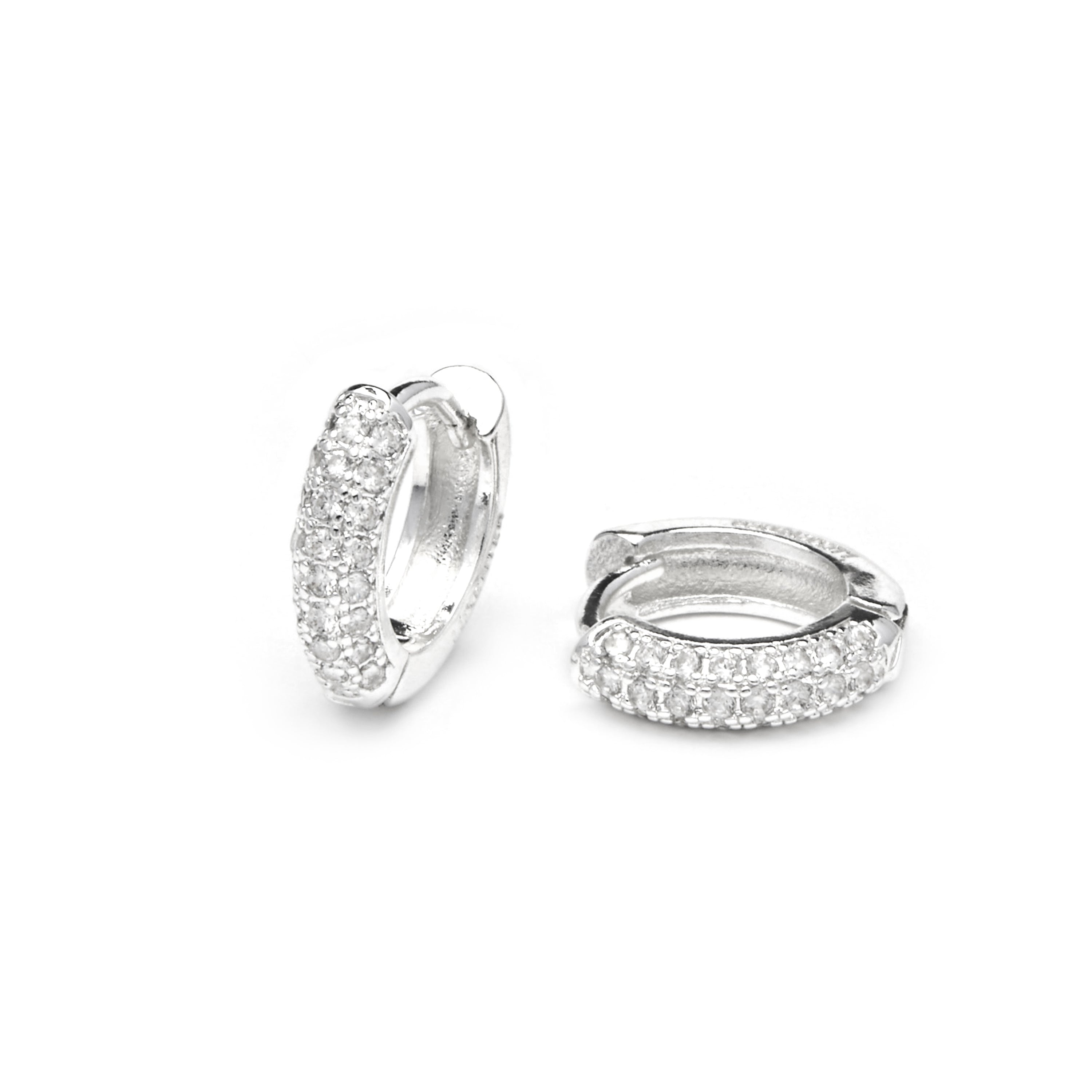 Orecchini di 12mm di diametro finitura argento e zircone - Krax