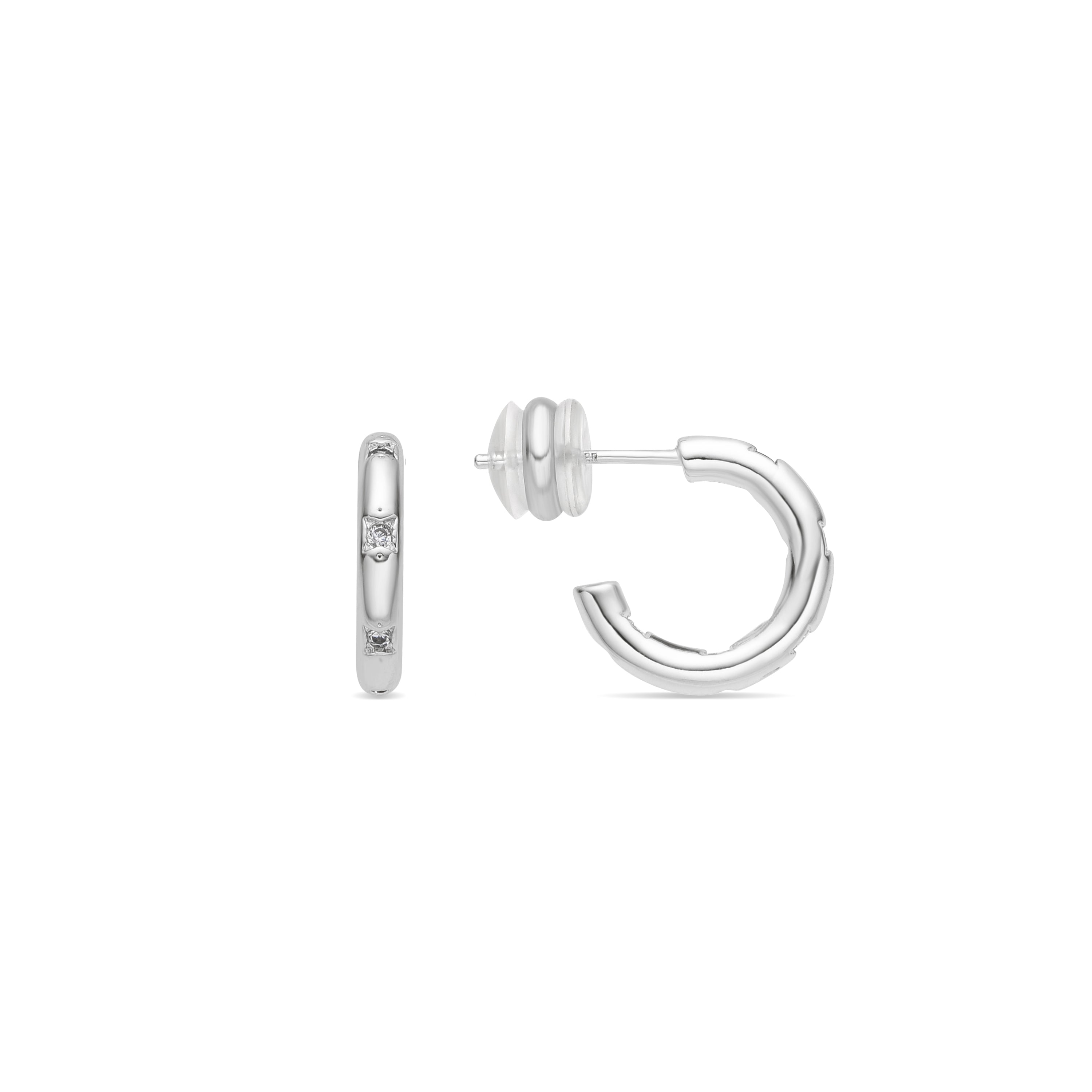 Boucles d'oreilles de 14,5mm de diamètre finition argent et zircon - Sisah