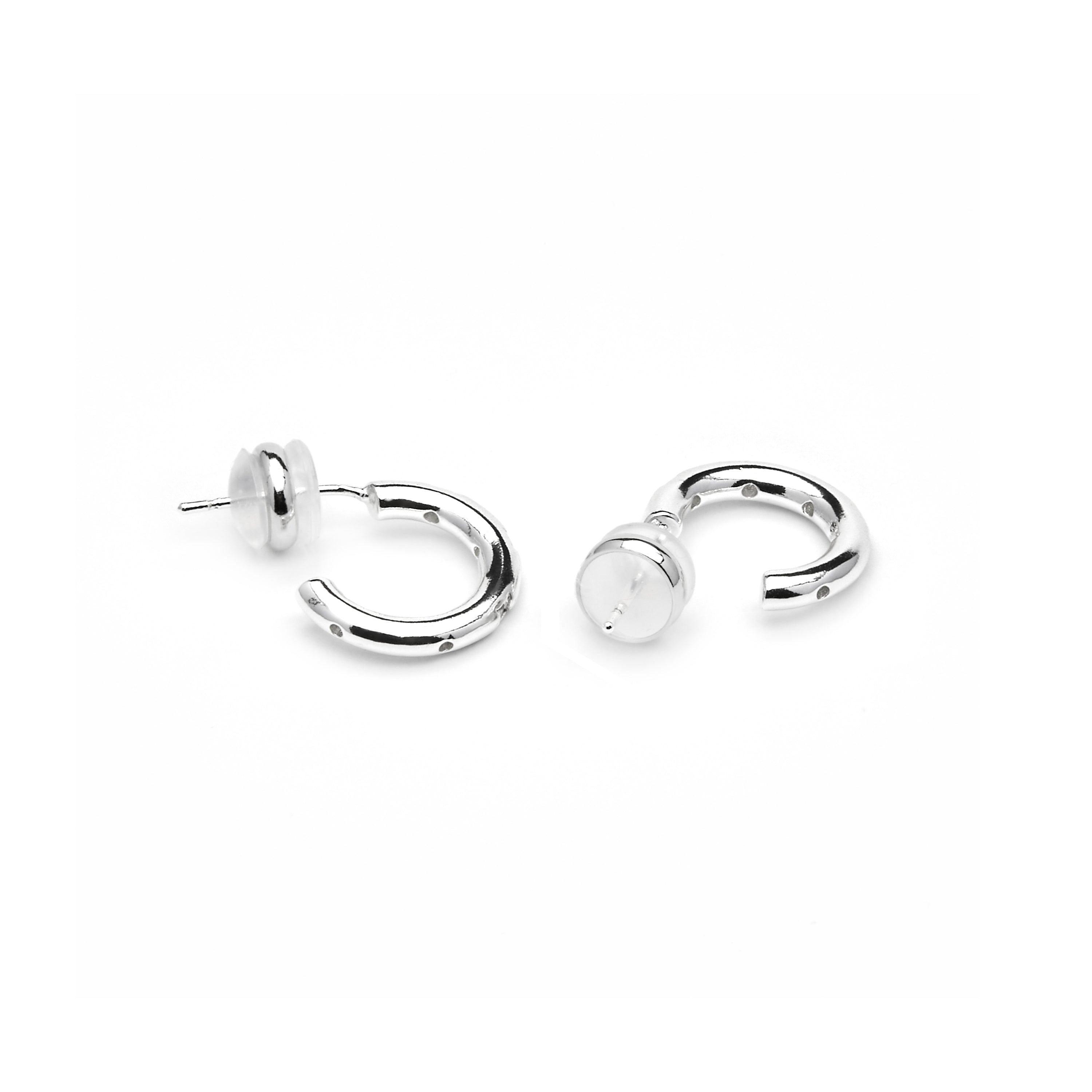 Boucles d'oreilles de 14,5mm de diamètre finition argent et zircon - Sisah