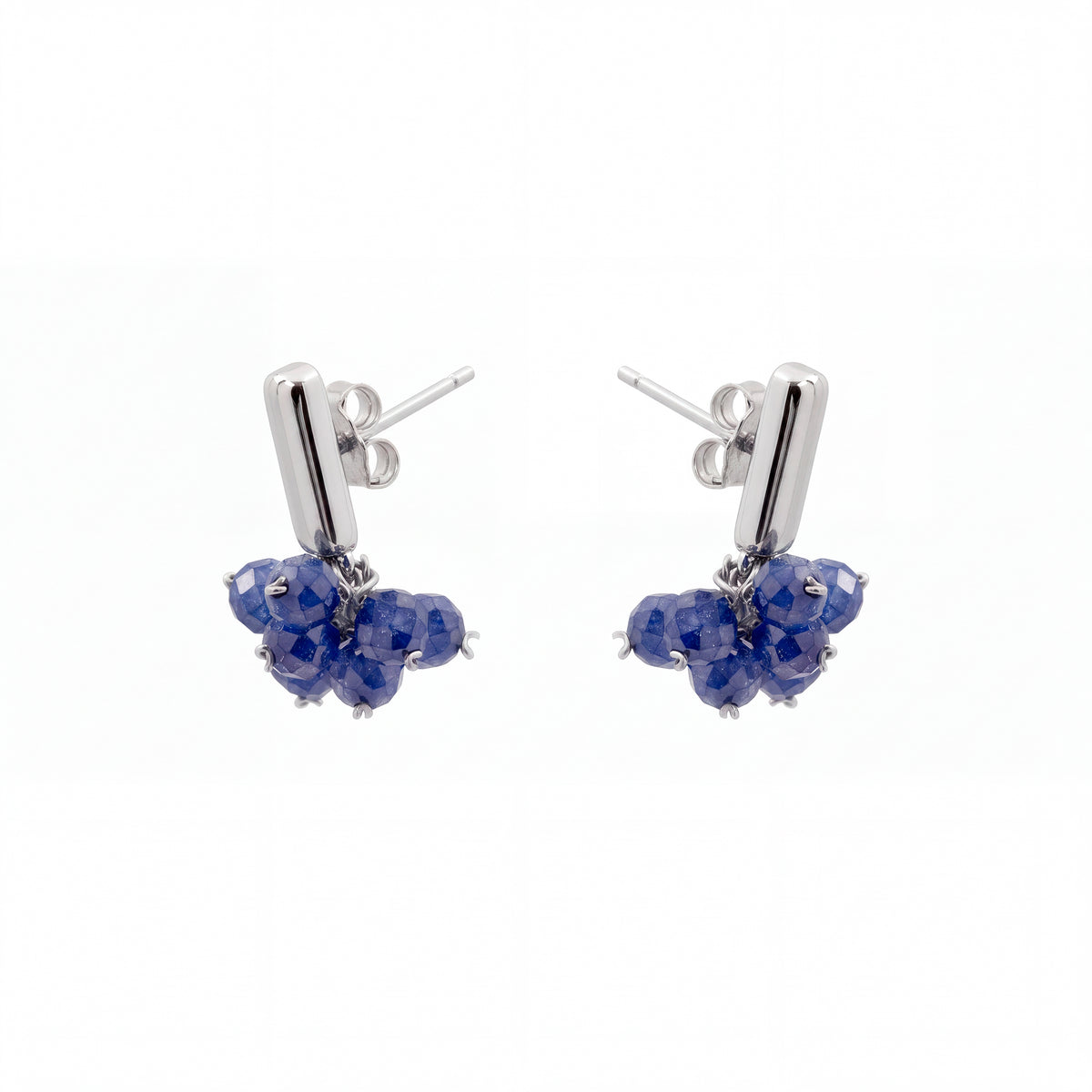 Ohrstecker mit blauem Zirkonia und Rhodium-Finish – Malmare
