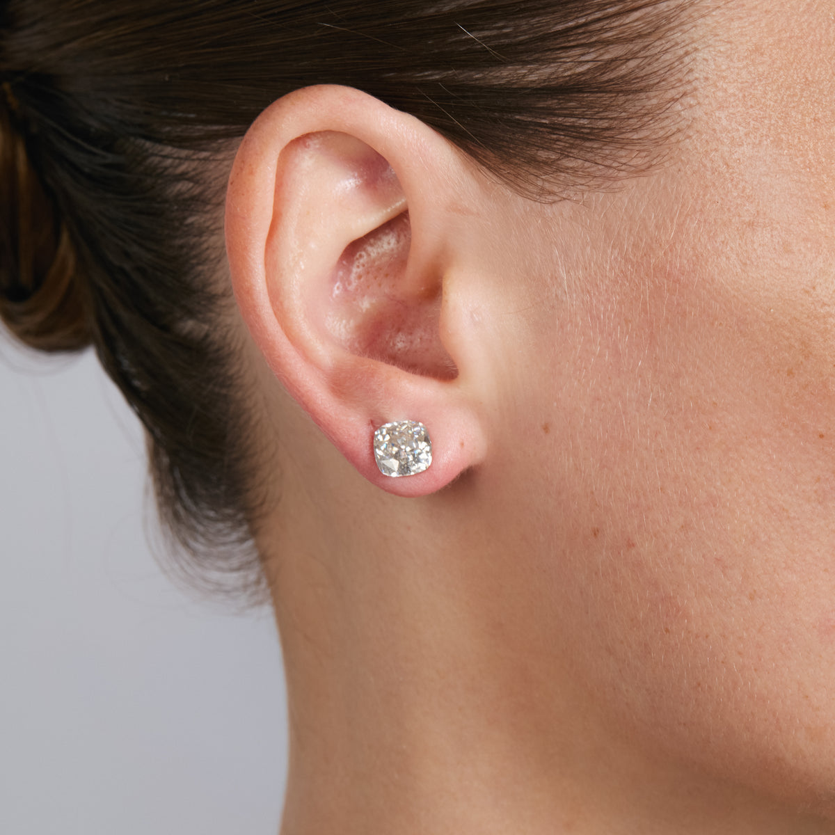 Brilliant-Cut Cubic Zirconia Rhodium-Finish Earrings - Yasis