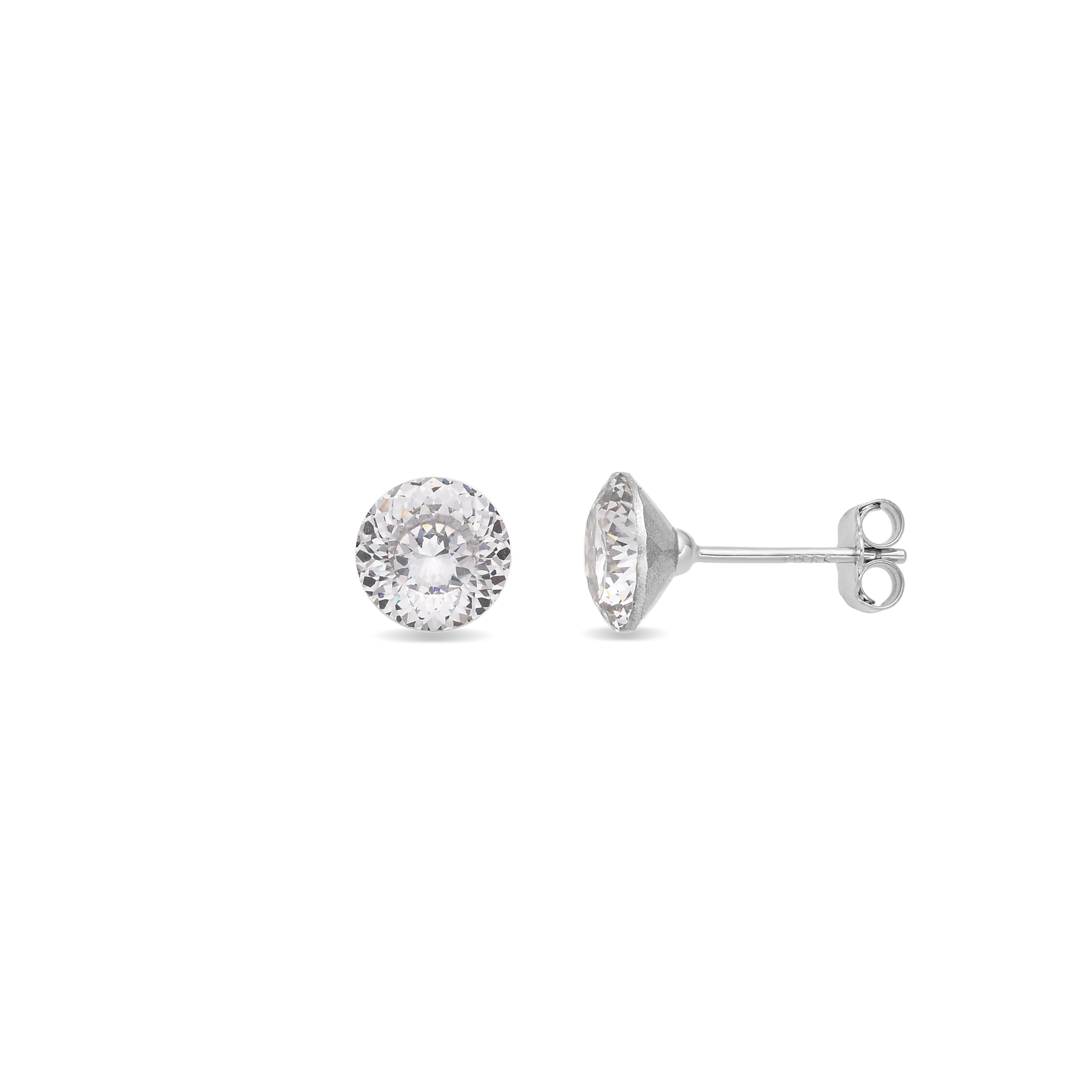 Pendientes de Circonita Brillante acabado en rodio - Hunsa