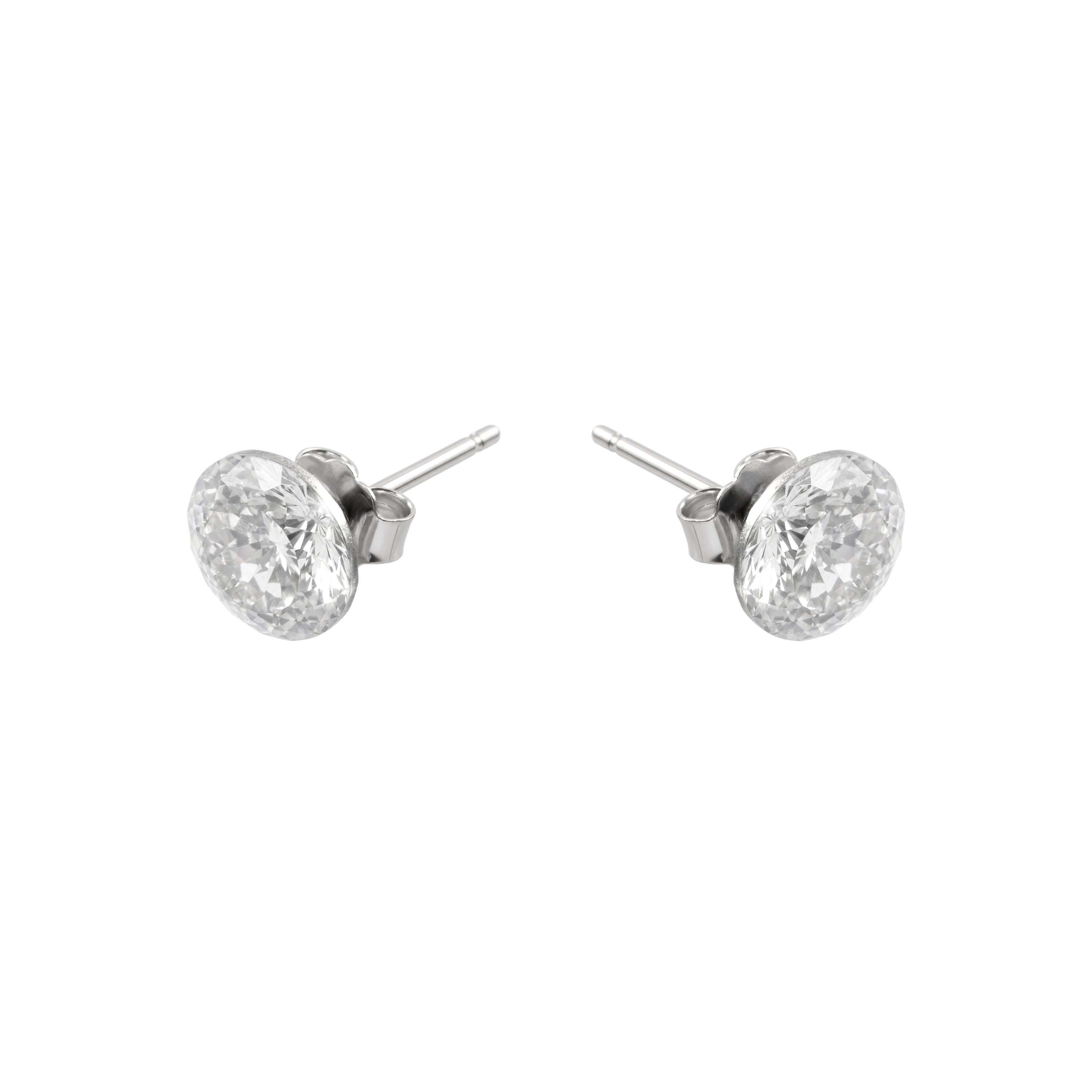 Pendientes de Circonita Brillante acabado en rodio - Hunsa