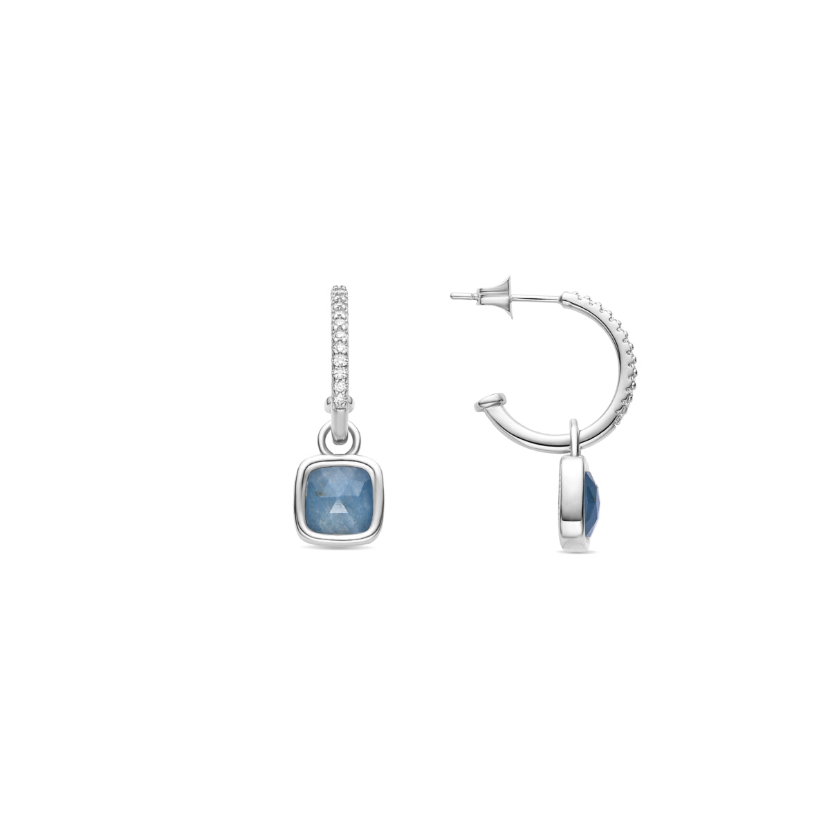 Boucles d'oreilles en cristal bleu finies en rhodium - Khan