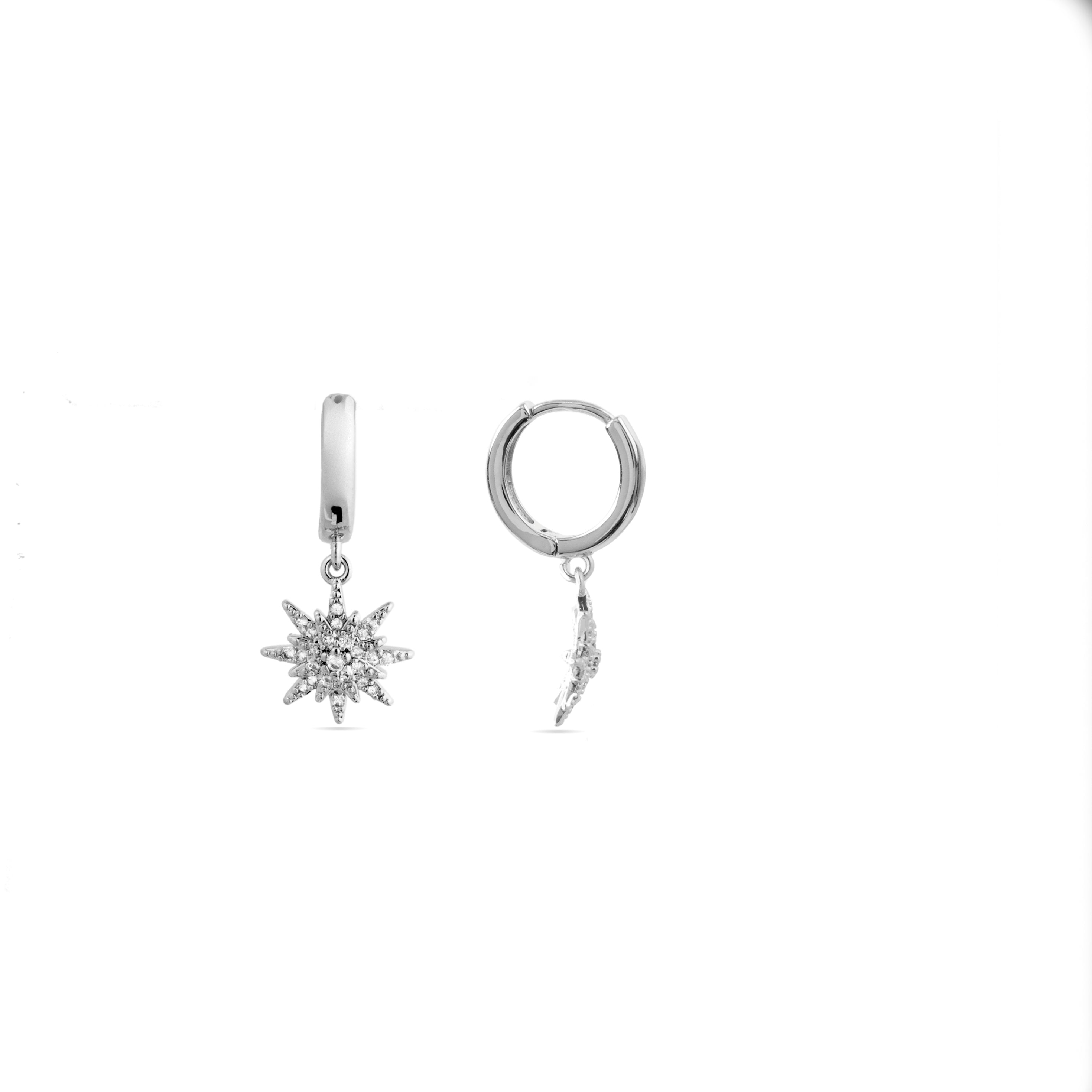 Boucles d'oreilles Tysco finies en rhodium