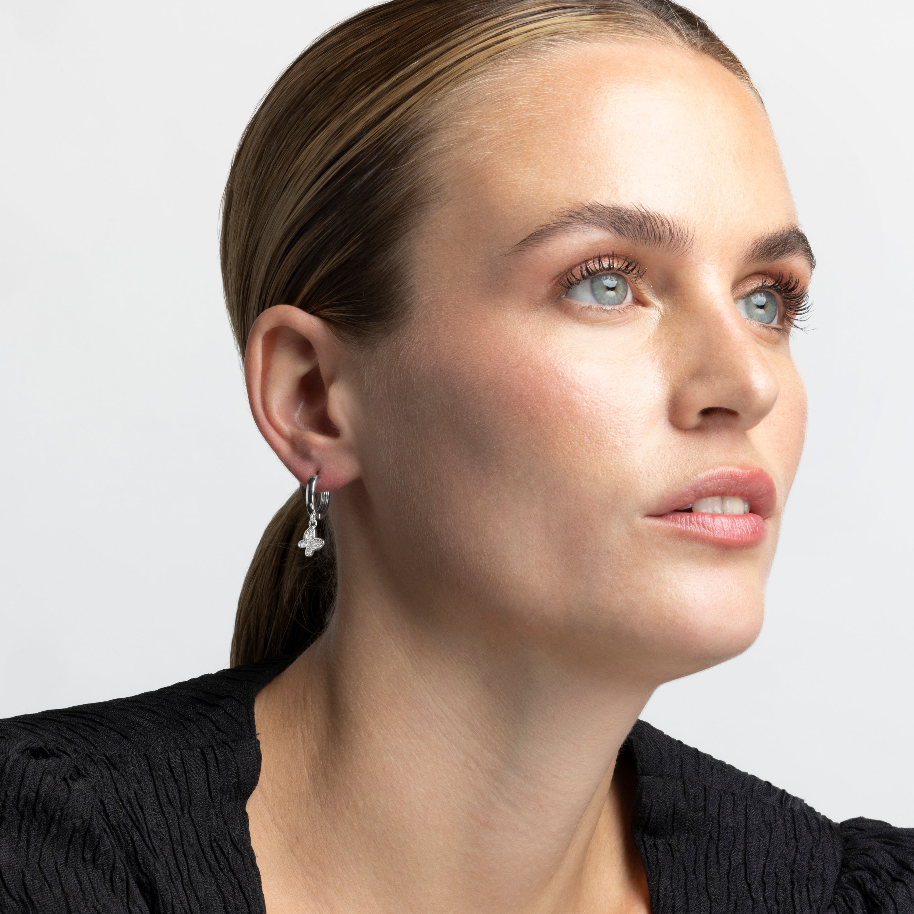 Brilliant Zirconia Earrings finished in rhodium - Kaduro