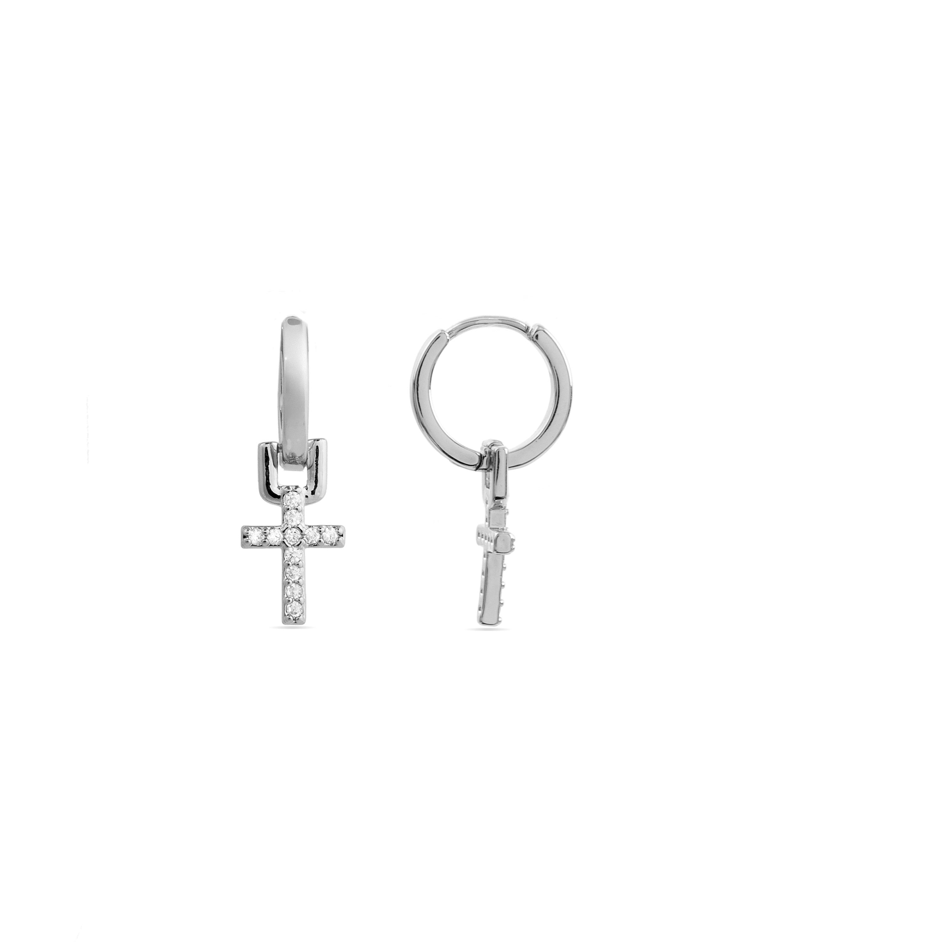 Boucles d'oreilles en zircon brillant finition rhodium - Lizel