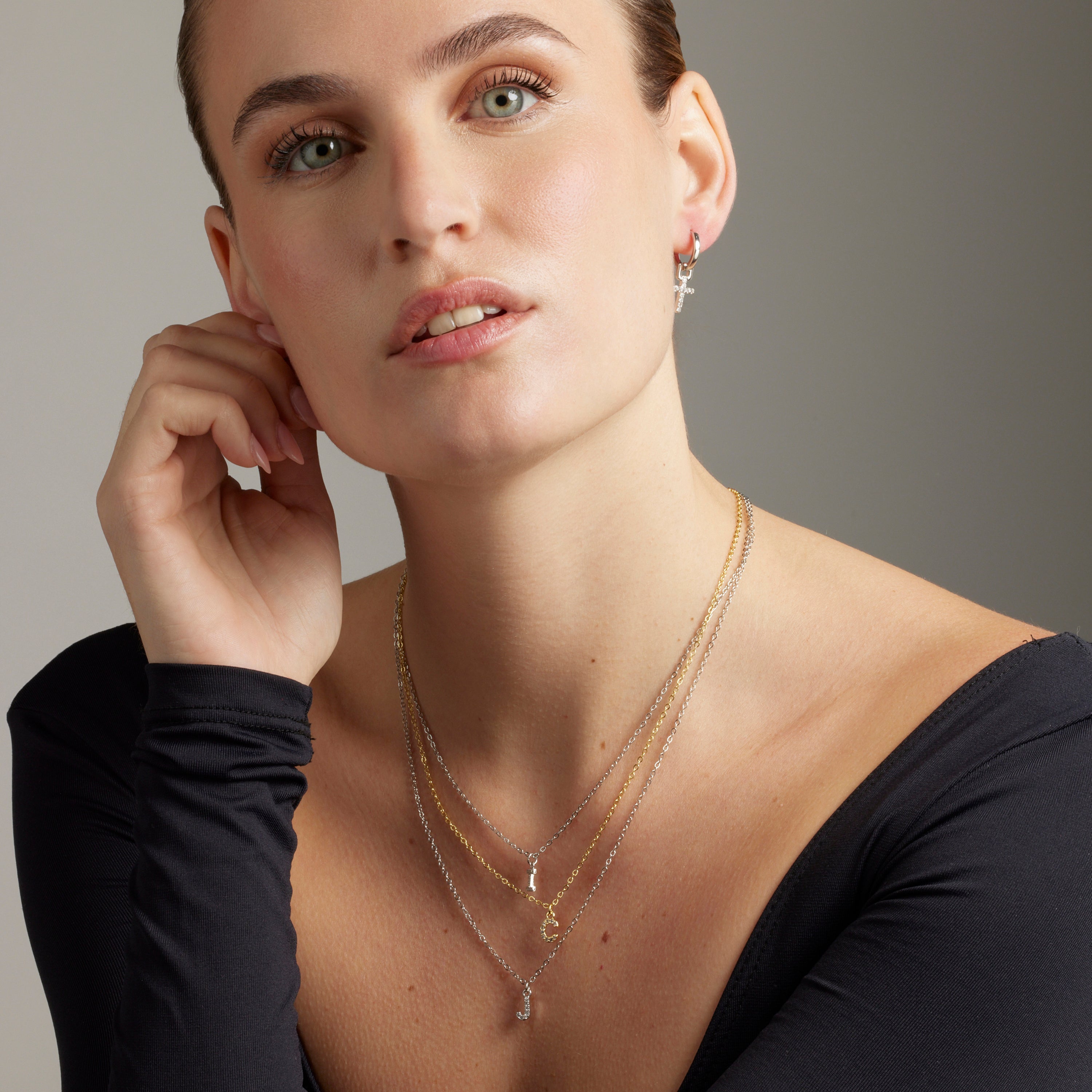 Boucles d'oreilles en zircon brillant finition rhodium - Lizel