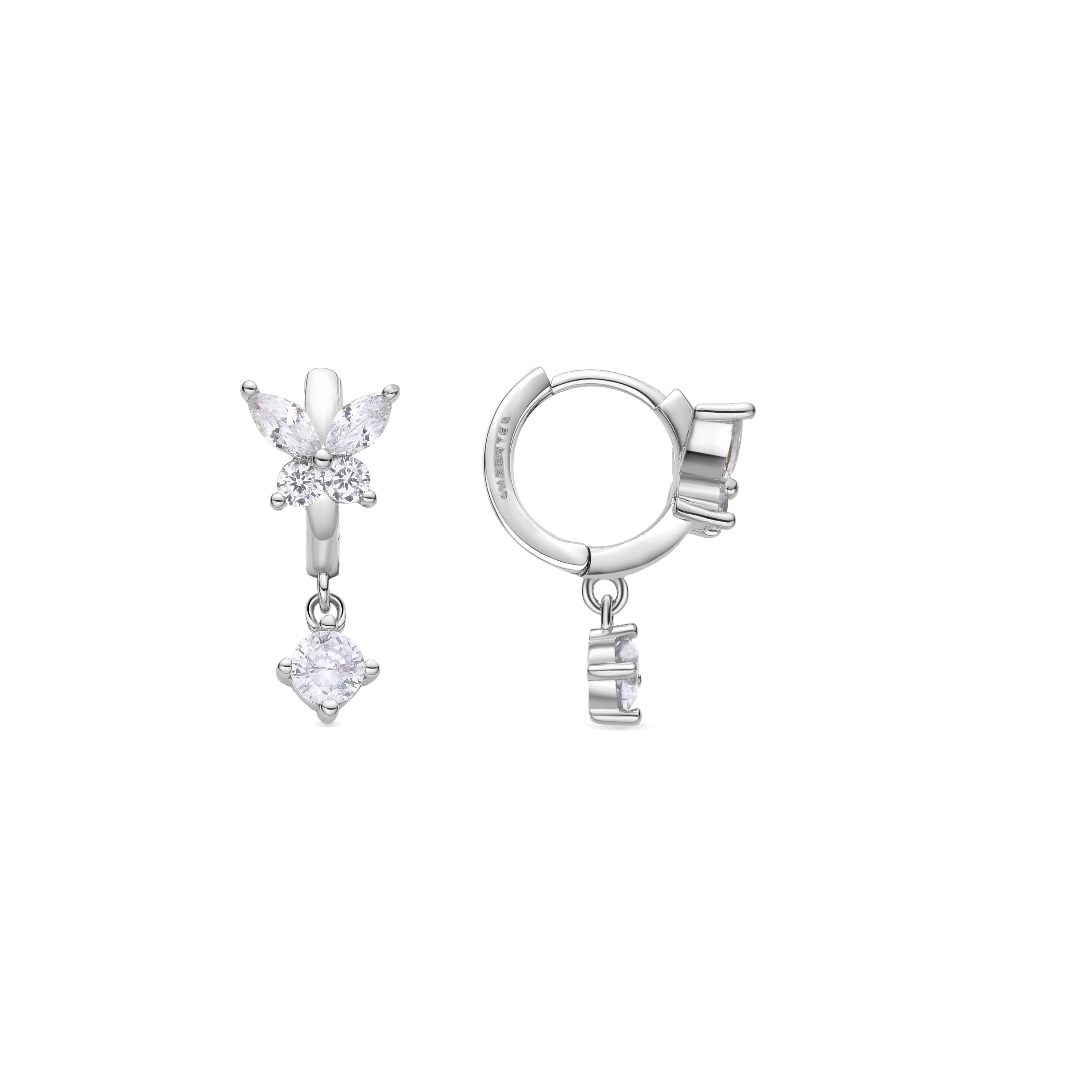 Bright Zirconia Earrings with Rhodium Finish - Rakga