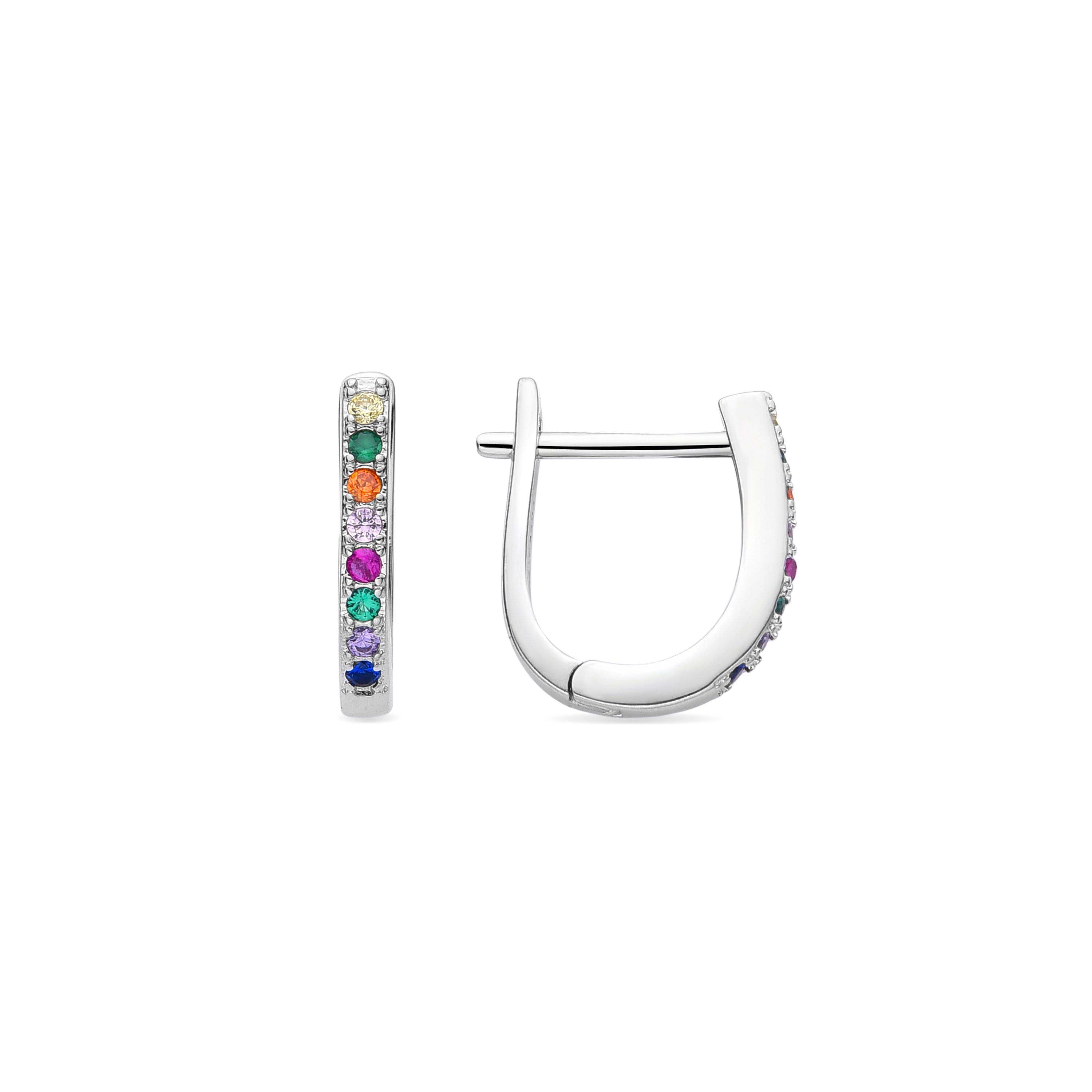 13.5mm diameter earrings with multicolor cubic zirconia rhodium finish - Argys