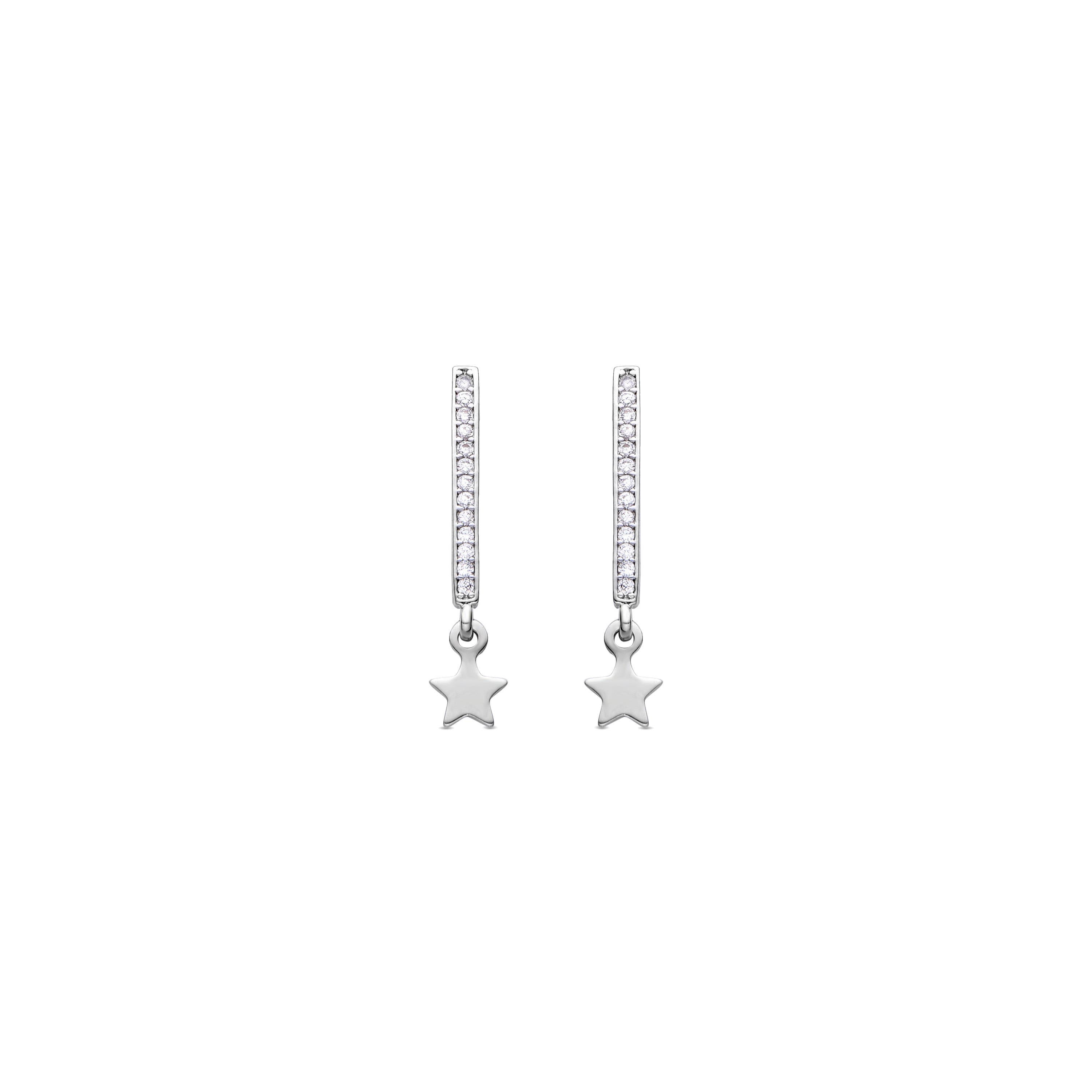 Brilliant Zirconia Earrings finished in rhodium - Shimo