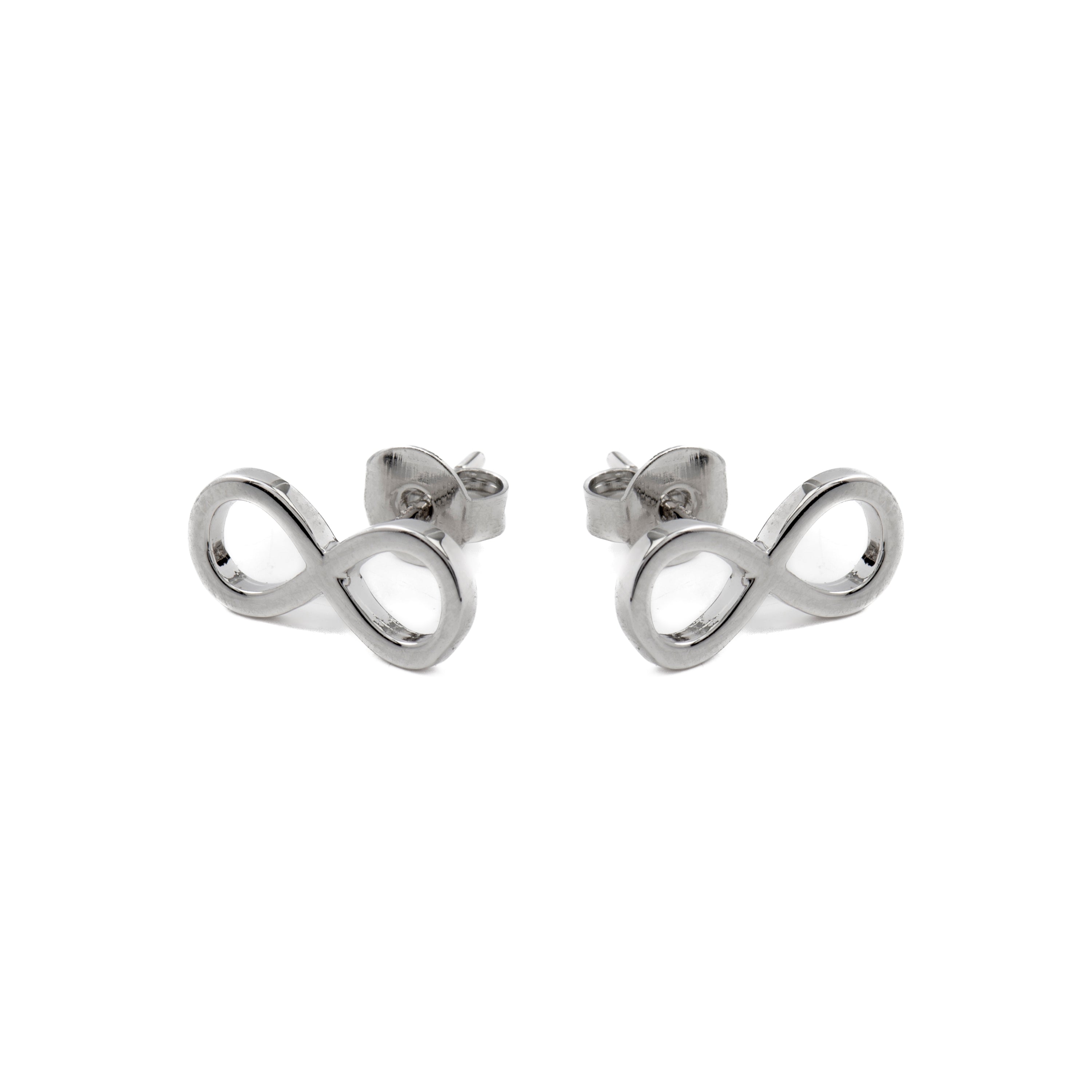 Boucles d'oreilles en zircon brillant finition rhodium - Infinity