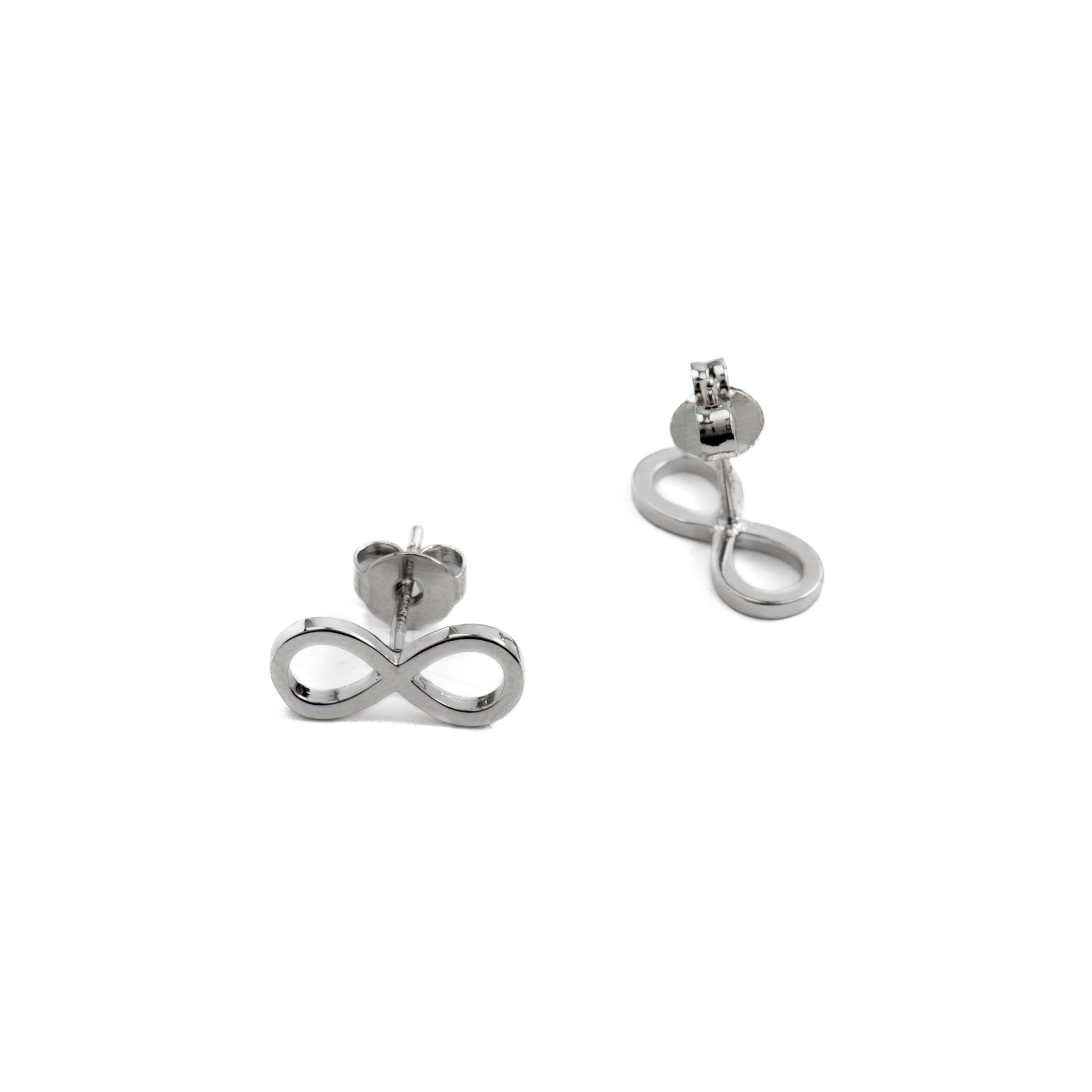Boucles d'oreilles en zircon brillant finition rhodium - Infinity