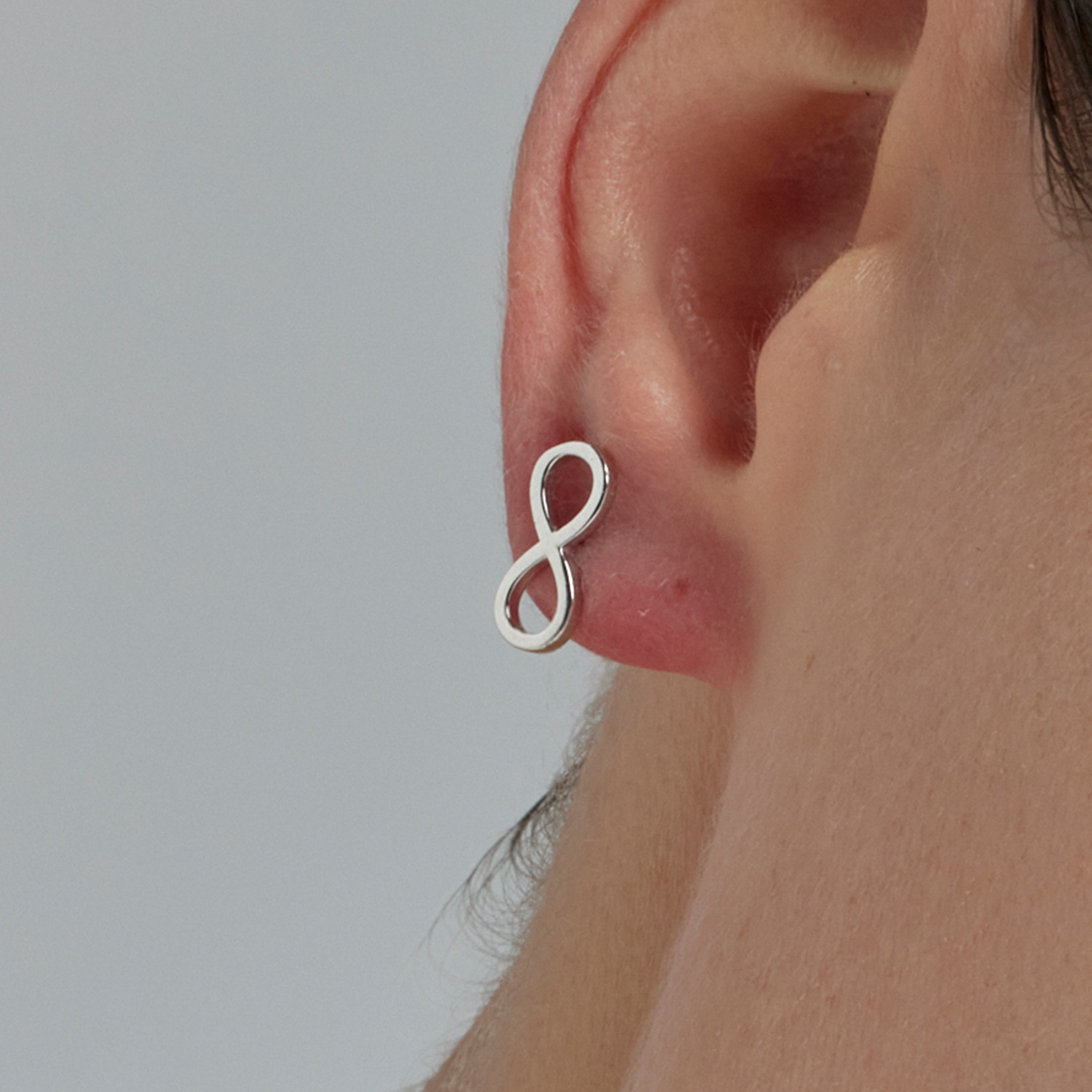 Boucles d'oreilles en zircon brillant finition rhodium - Infinity