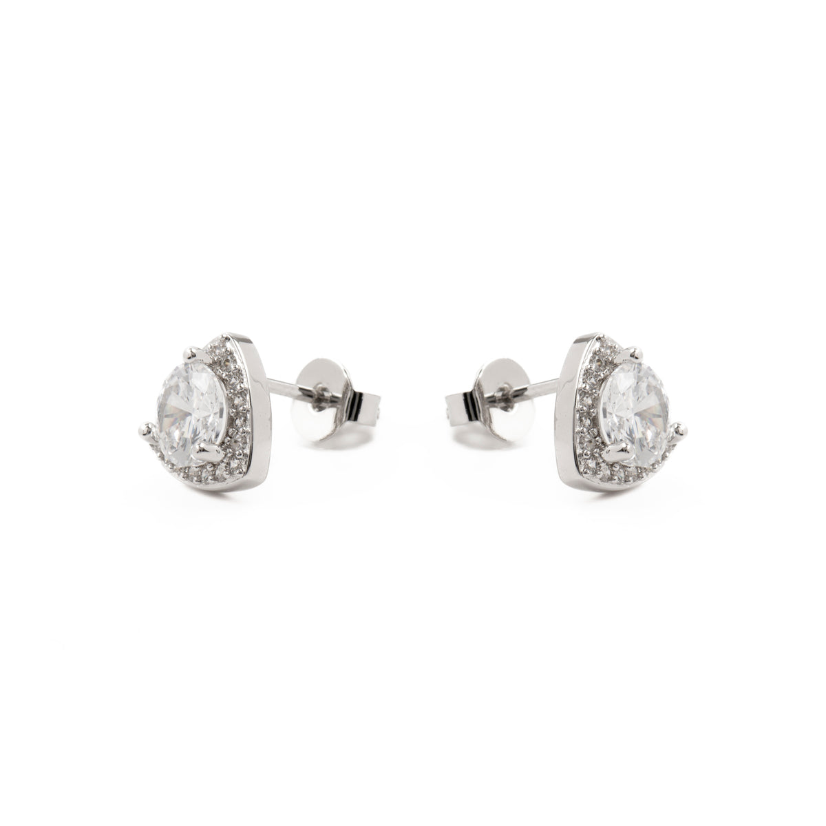 Brilliant Zirconia Earrings finished in rhodium - Imli