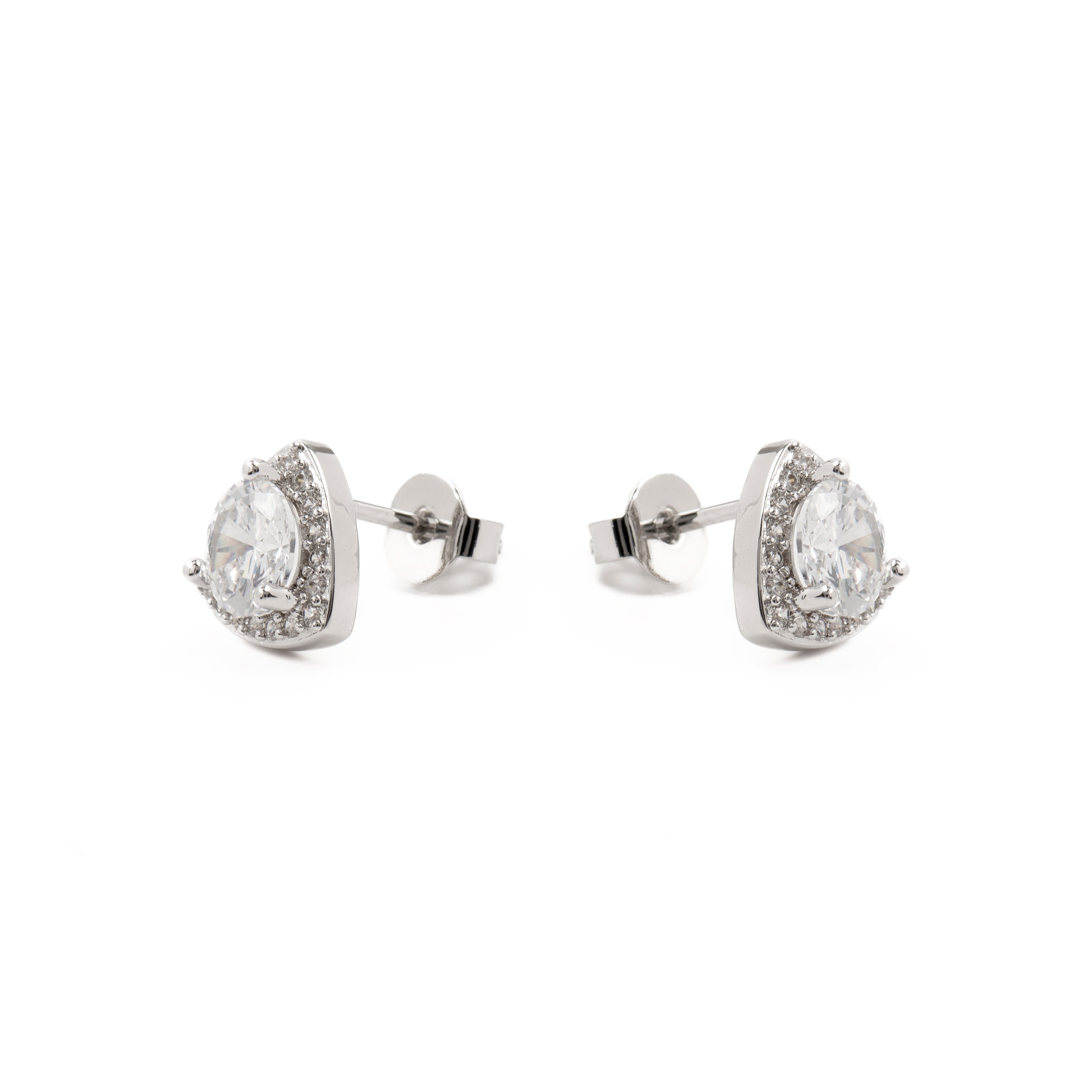 Brilliant Zirconia Earrings finished in rhodium - Imli