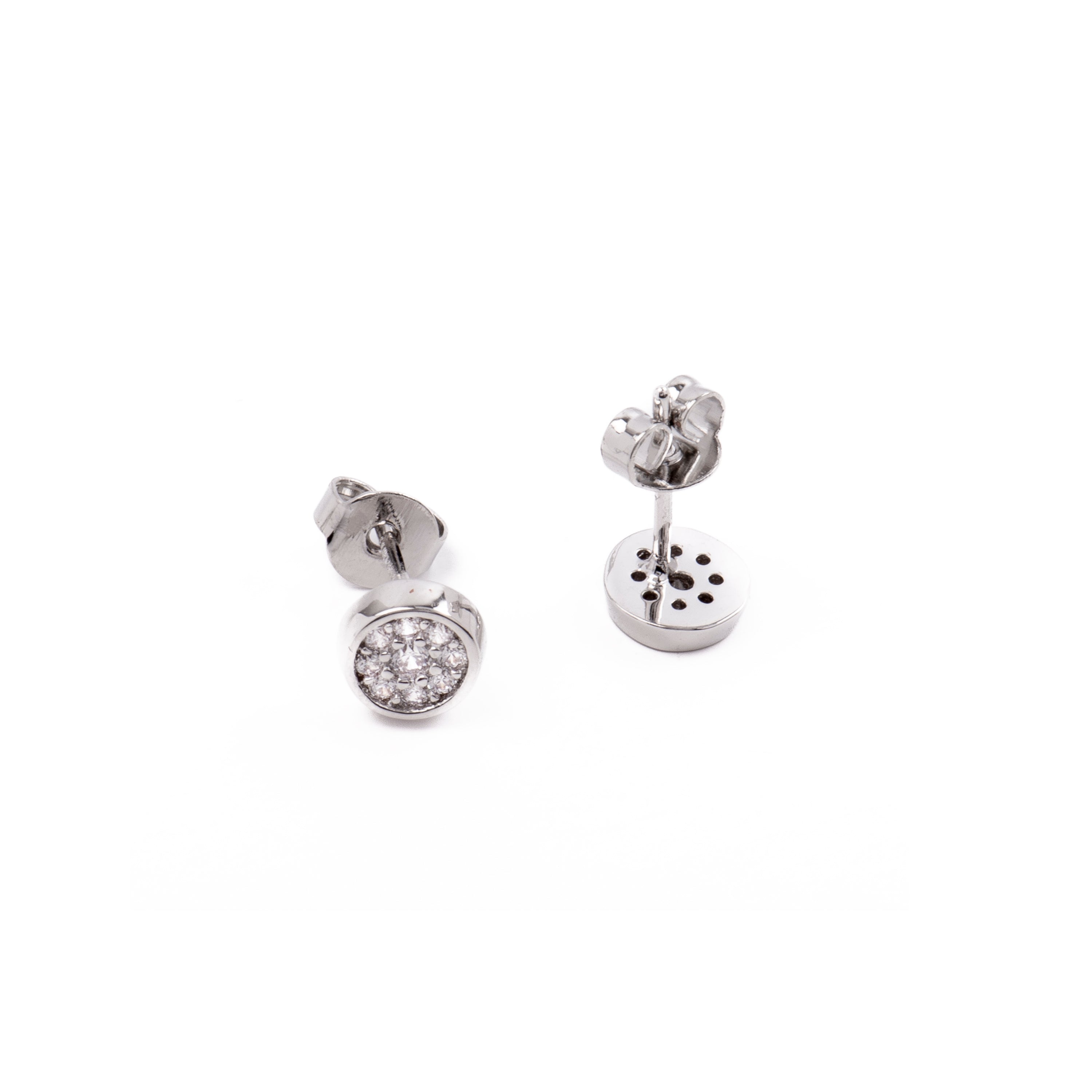 Boucles d'oreilles en zircon brillant finition rhodium - Zasul