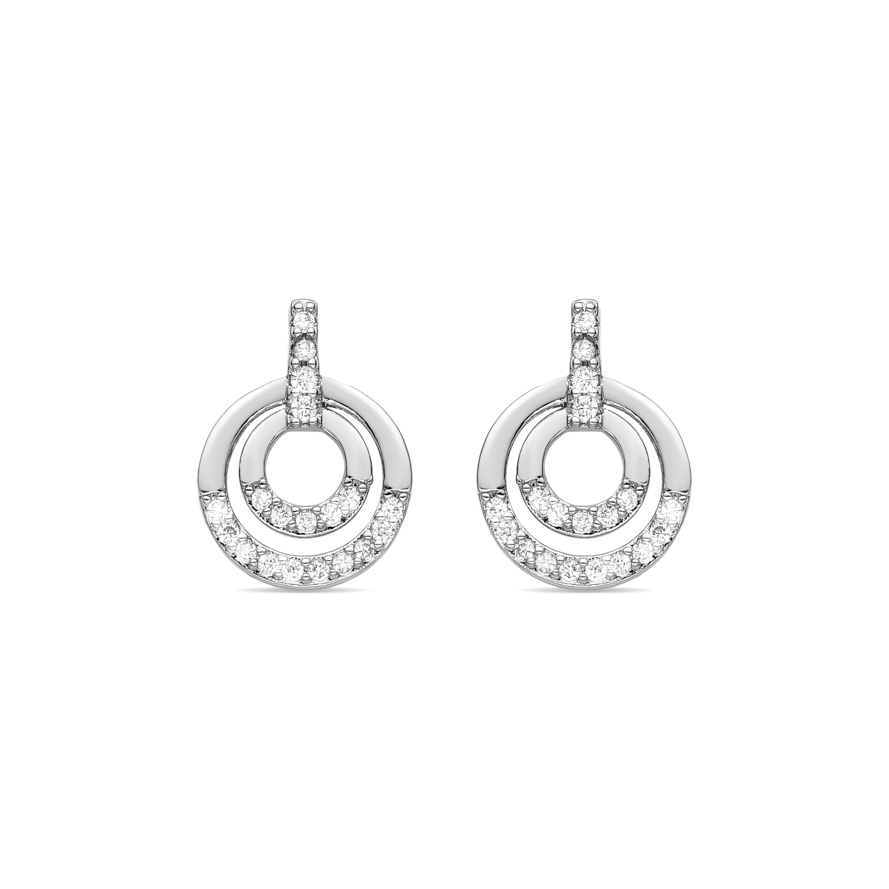 Boucles d'oreilles en zircon brillant finition rhodium - Sada