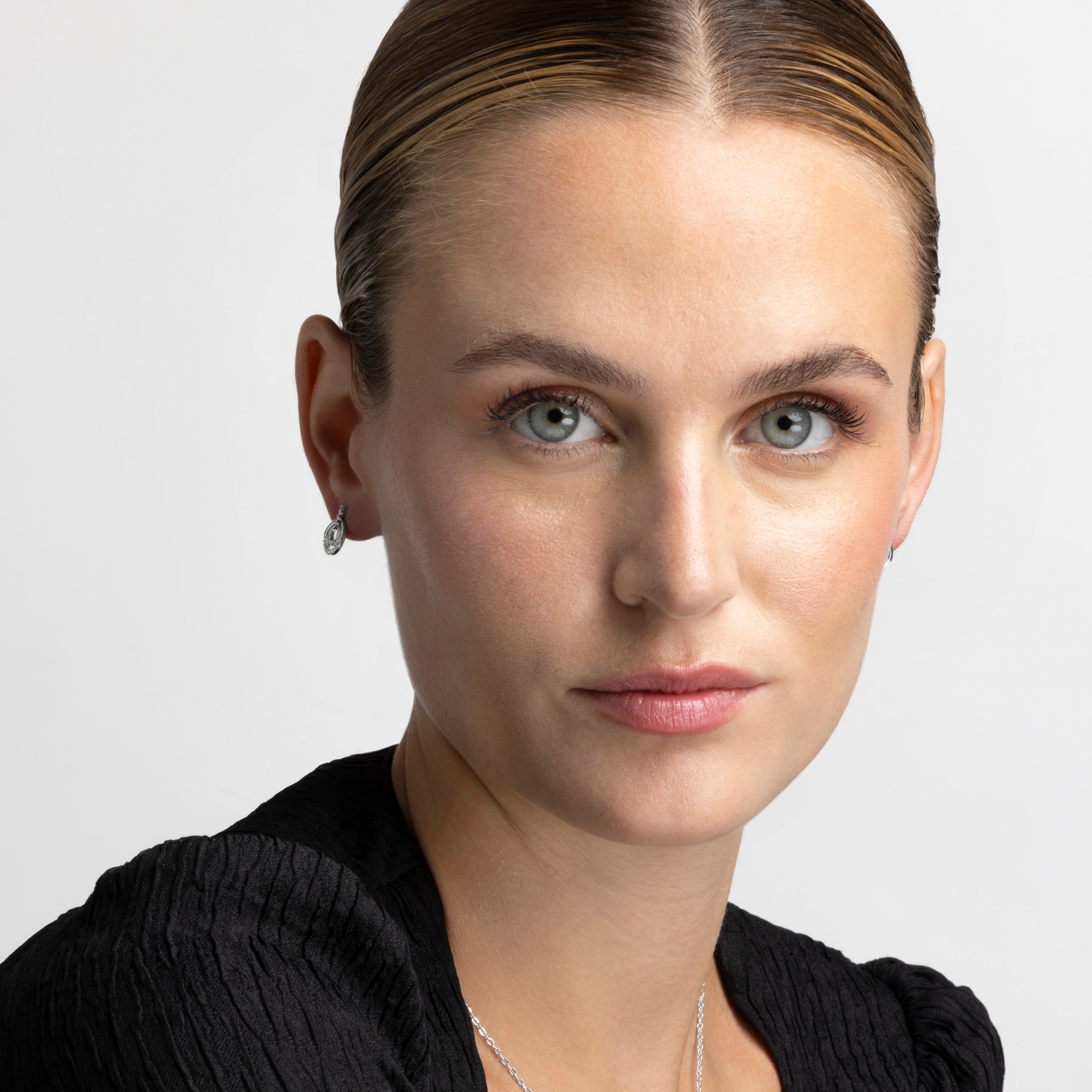 Pendientes de Circonita Brillante acabados en rodio - Sada