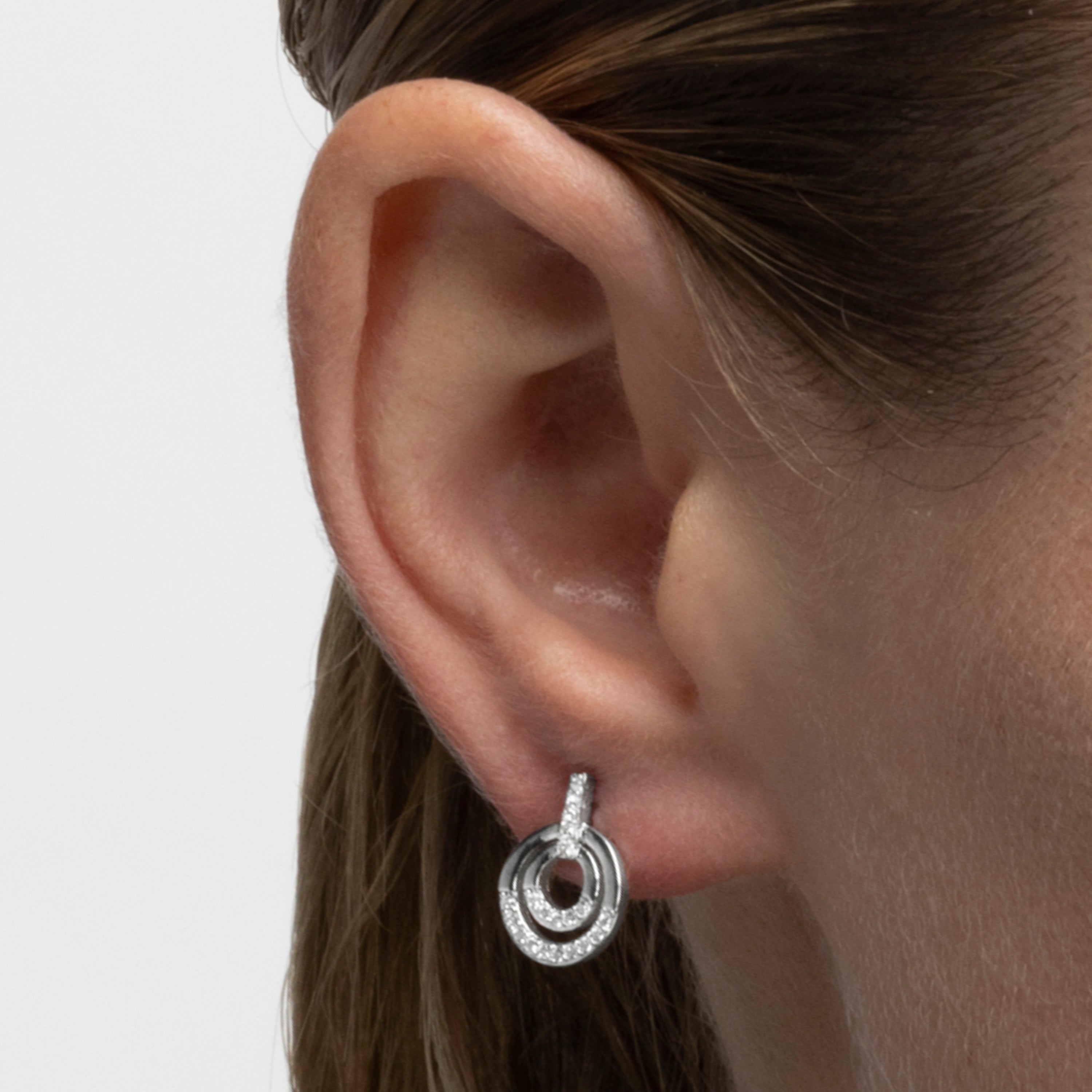 Boucles d'oreilles en zircon brillant finition rhodium - Sada