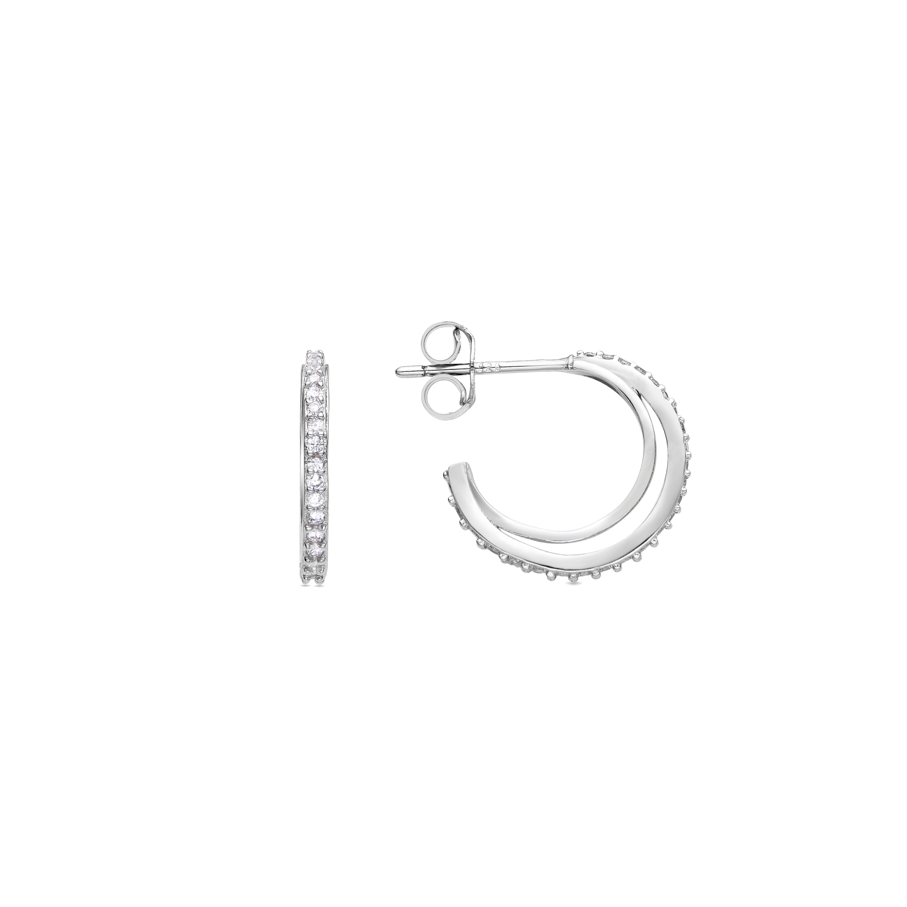 Brilliant Zirconia Earrings finished in rhodium - Ibsy