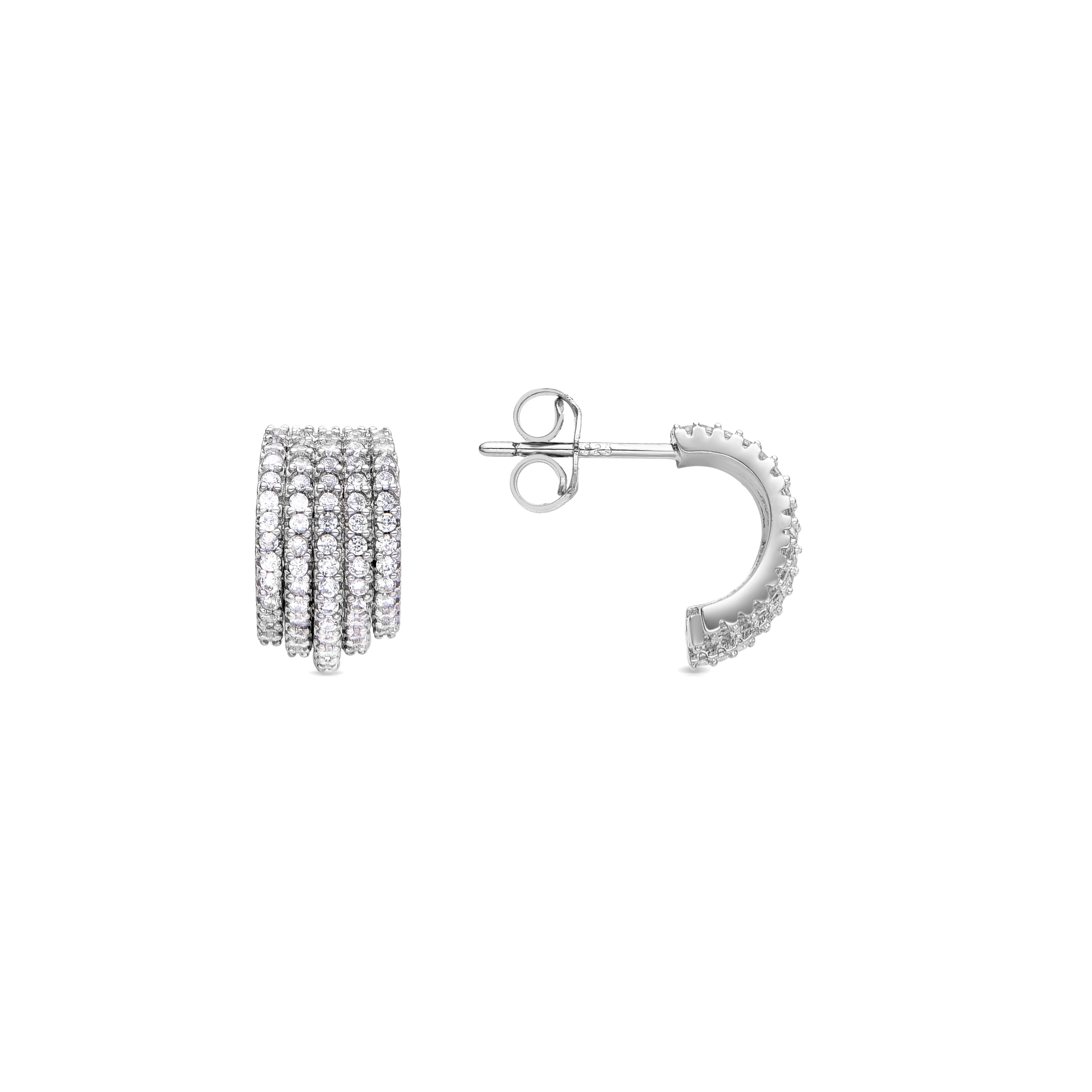Orecchini in Zirconia Brillante finiti in rodio - Soinsu